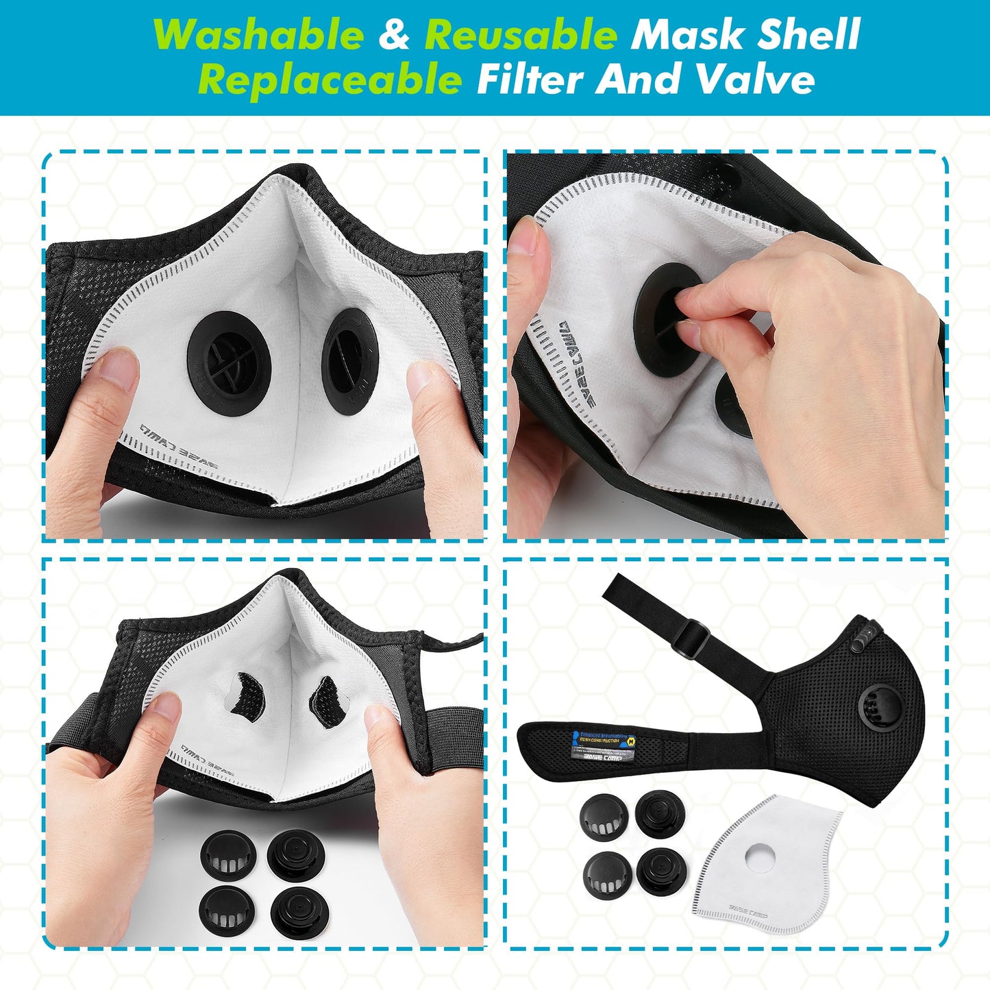 BASE CAMP M PRO Dust Mask, All day Comfortable Reusable Respirator Mask for Dust, Safety Work Mask for Woodworking