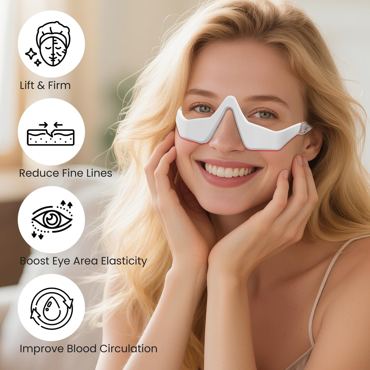 Qcccmyy Under Eye Red Light Therapy Device, Red Light Therapy Glasses for Eyes Light-Weight Eye Massager for Reducing Dark Circles and Puffiness, Smoothing Fine Lines - Medaid International