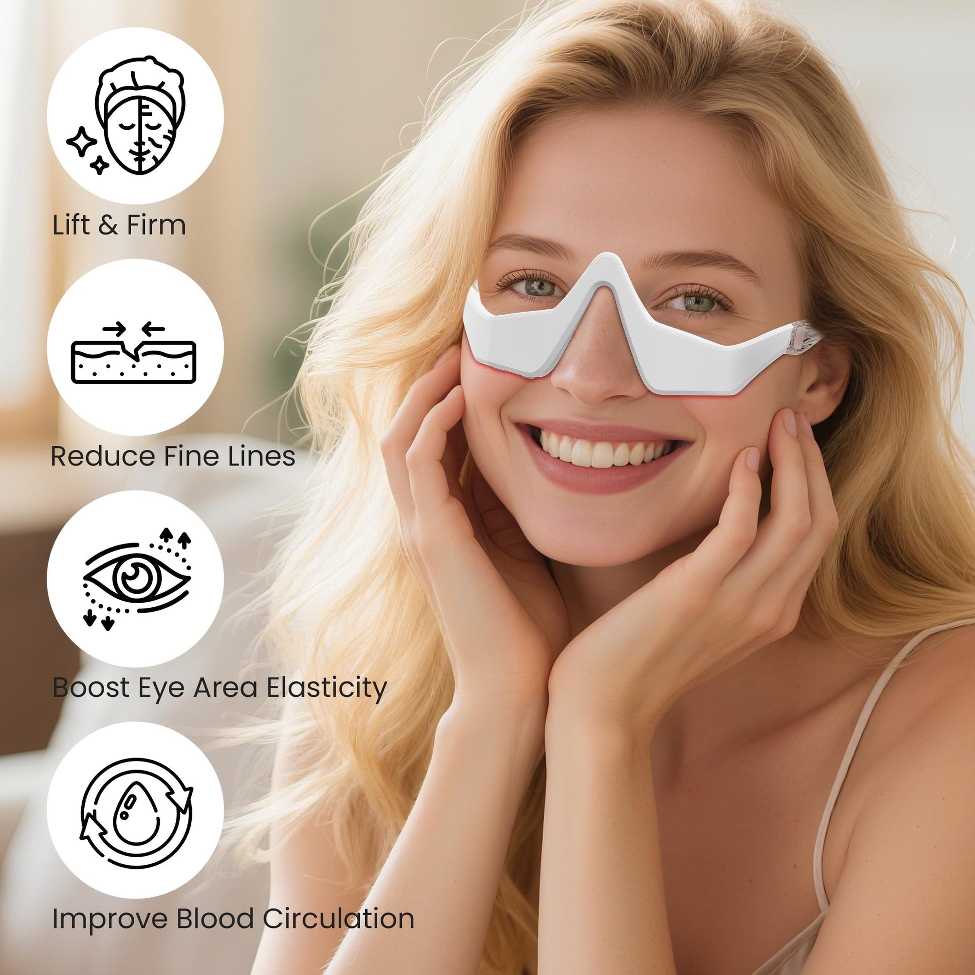 Qcccmyy Under Eye Red Light Therapy Device, Red Light Therapy Glasses for Eyes Light-Weight Eye Massager for Reducing Dark Circles and Puffiness, Smoothing Fine Lines - Medaid International