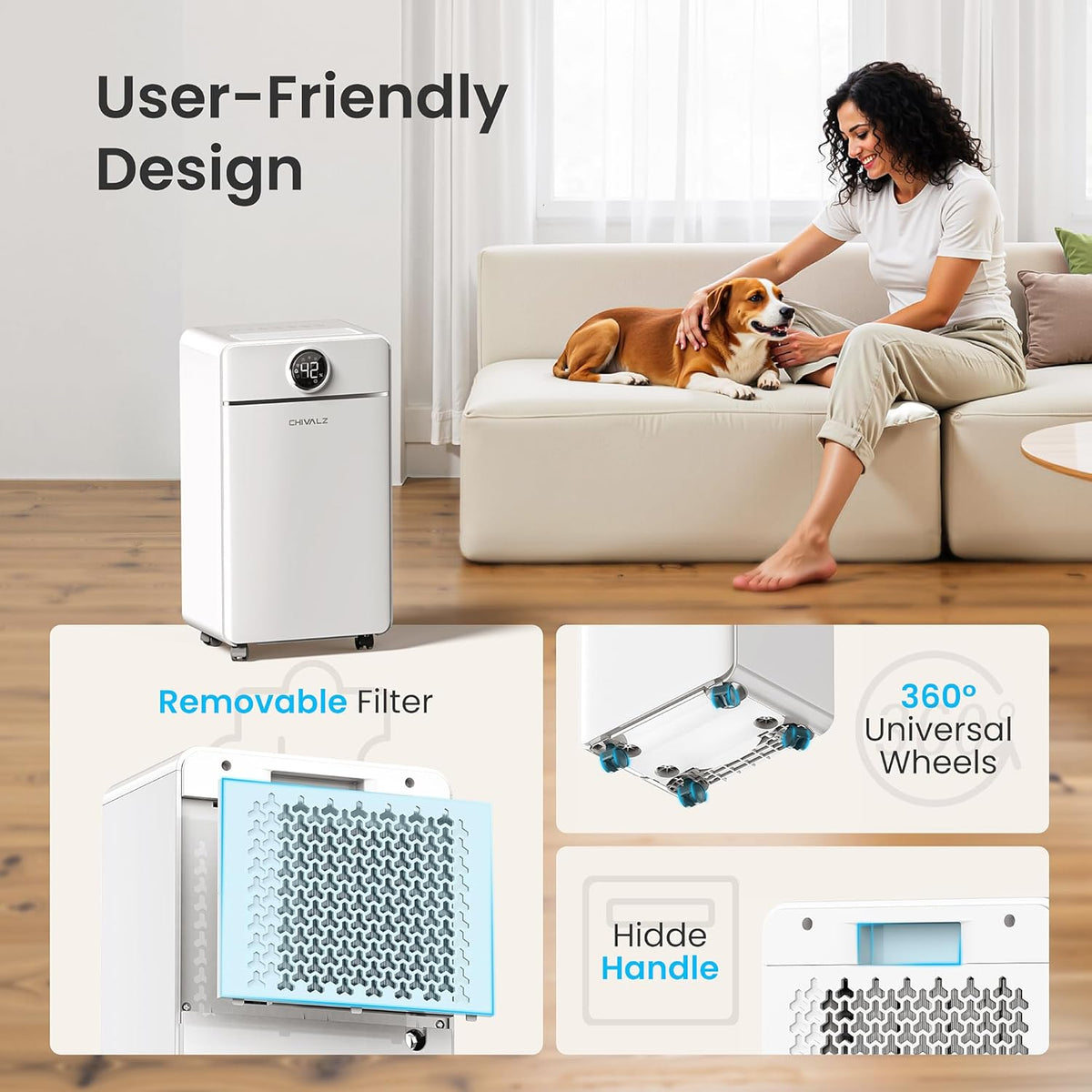 CHIVALZ Dehumidifier with Automatic Defrosting