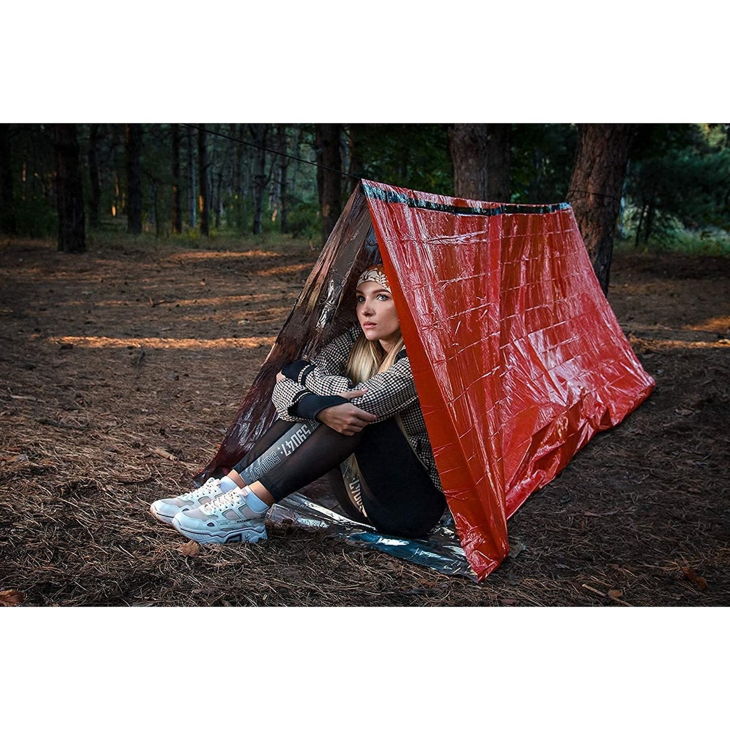 Emergency Shelter Emergency Tube Tent Survival Tarp - Rescue Gear - Emergency Kit - Reflective Mylar Survival Tent – Includes Whistle, Compass and Survival Hook Hiking Supplies Kit Camping Essentials