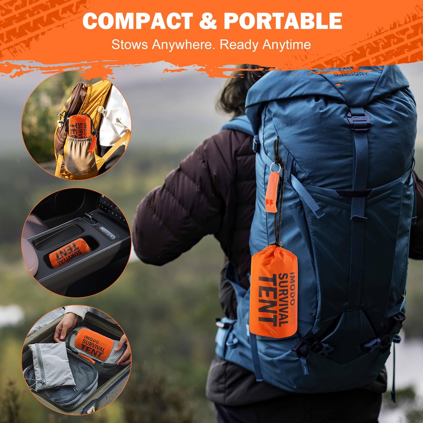 Life Emergency Tent Survival Shelter - 2 Person Mylar Emergency Shelter Tube Tent with Emergency Whistle & Paracord, All-Weather Survival Gear for Camping, Hiking & Survival Kits