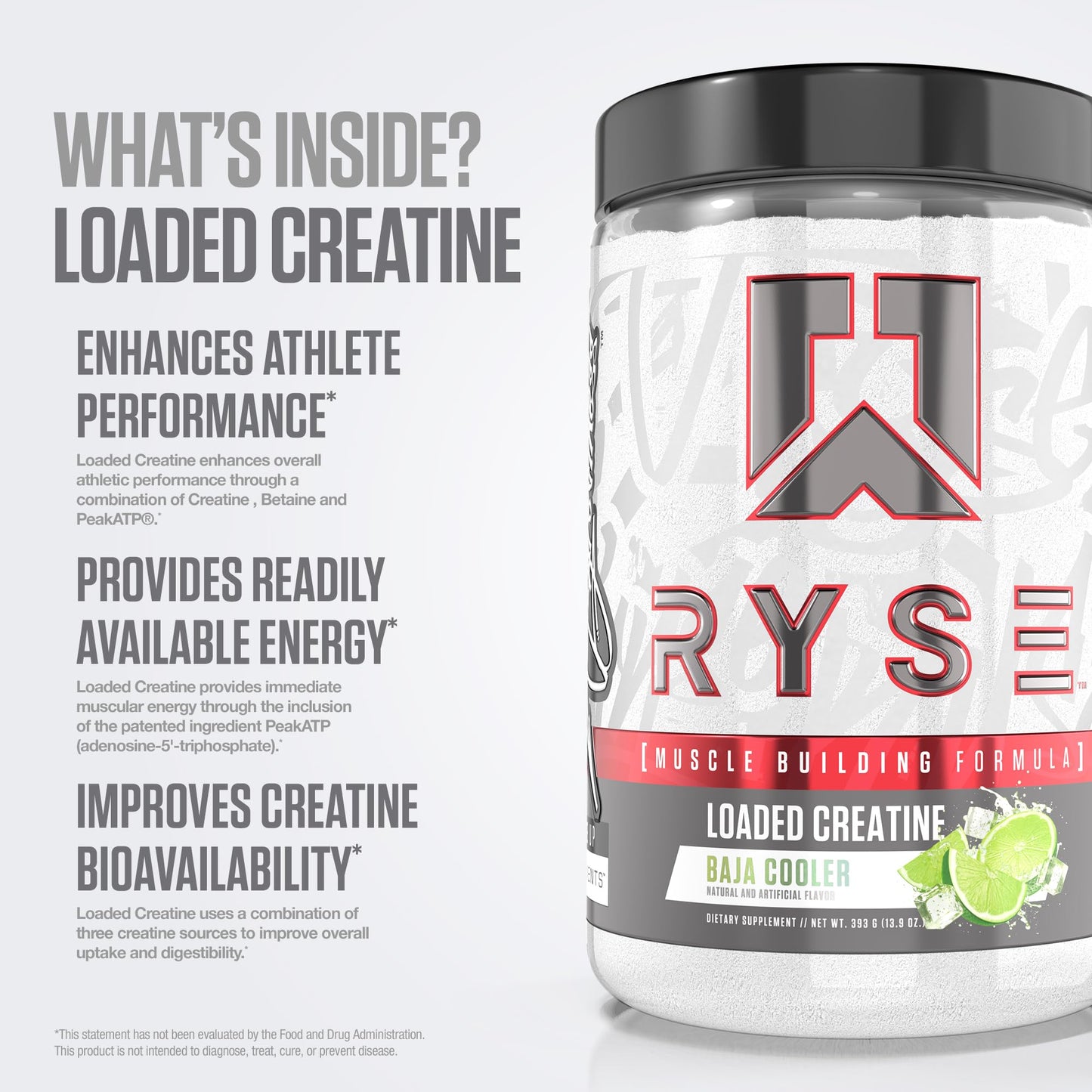 RYSE Loaded Creatine for Men & Women - Baja Cooler - Muscle Building Formula with 3 Forms of Electrolytes, Betaine Anhydrous and Peak ATP - Strength, Power & Endurance Support - 30 Servings - Medaid International