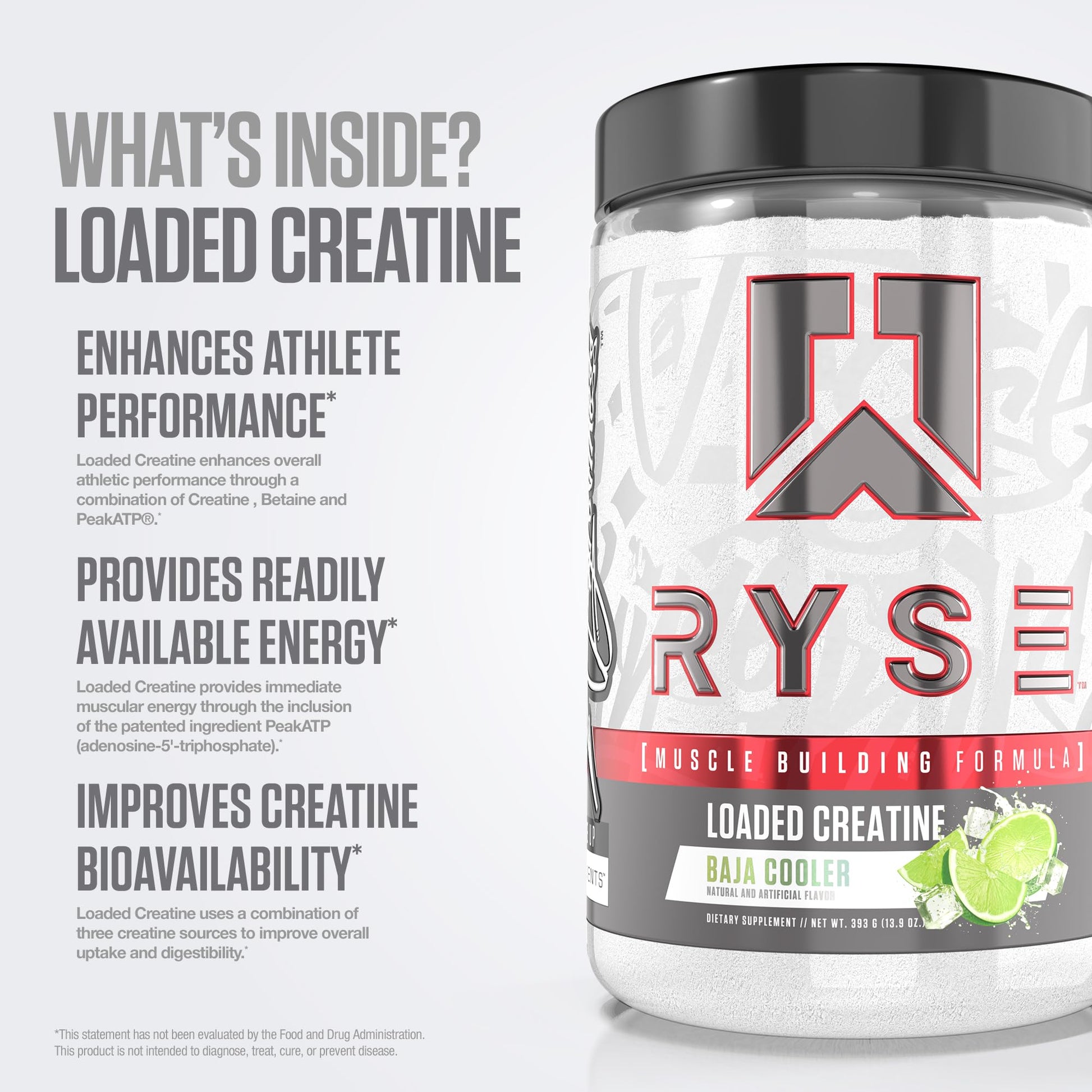 RYSE Loaded Creatine for Men & Women - Baja Cooler - Muscle Building Formula with 3 Forms of Electrolytes, Betaine Anhydrous and Peak ATP - Strength, Power & Endurance Support - 30 Servings - Medaid International