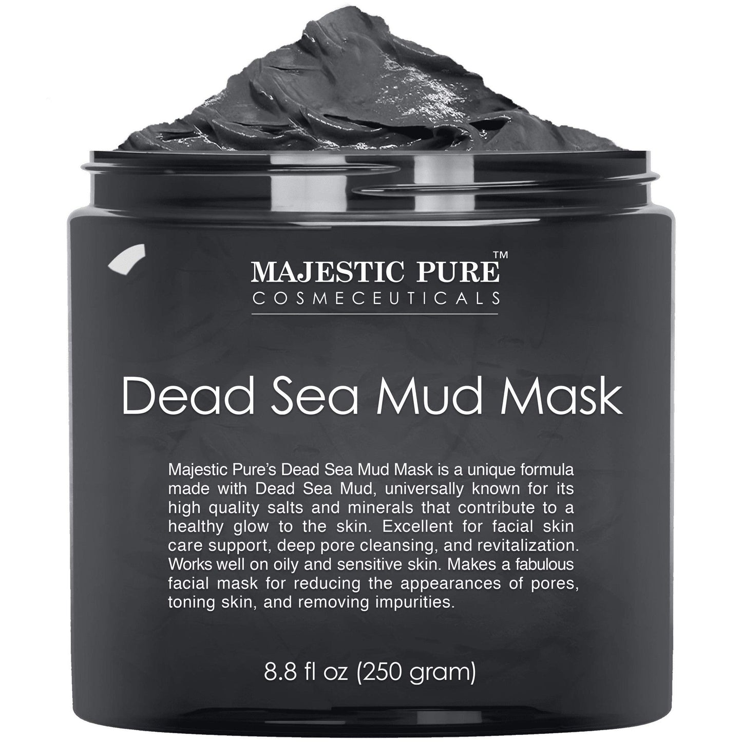 Majestic Pure Dead Sea Mud Mask - Natural Face and Skin Care - Helps Reducing Pores and Appearances of Acne and Blackheads - Soothing, and Nourishing - 8.8 oz - Medaid International