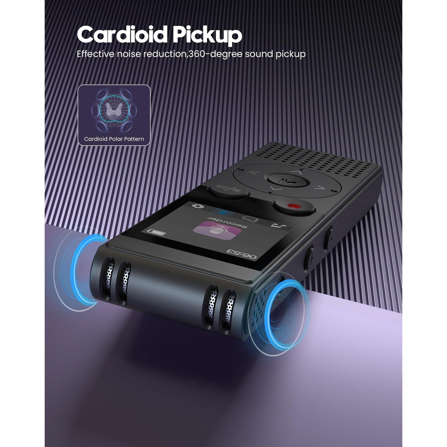 128GB Digital Voice Recorder - 3072 Kbps HD Recording Voice Recorder with Playback Dual Microphone A-B Repeat Recording Monitoring & Noise Reduction Voice Activate Recording & lock screen key - QIUOIO - Medaid International