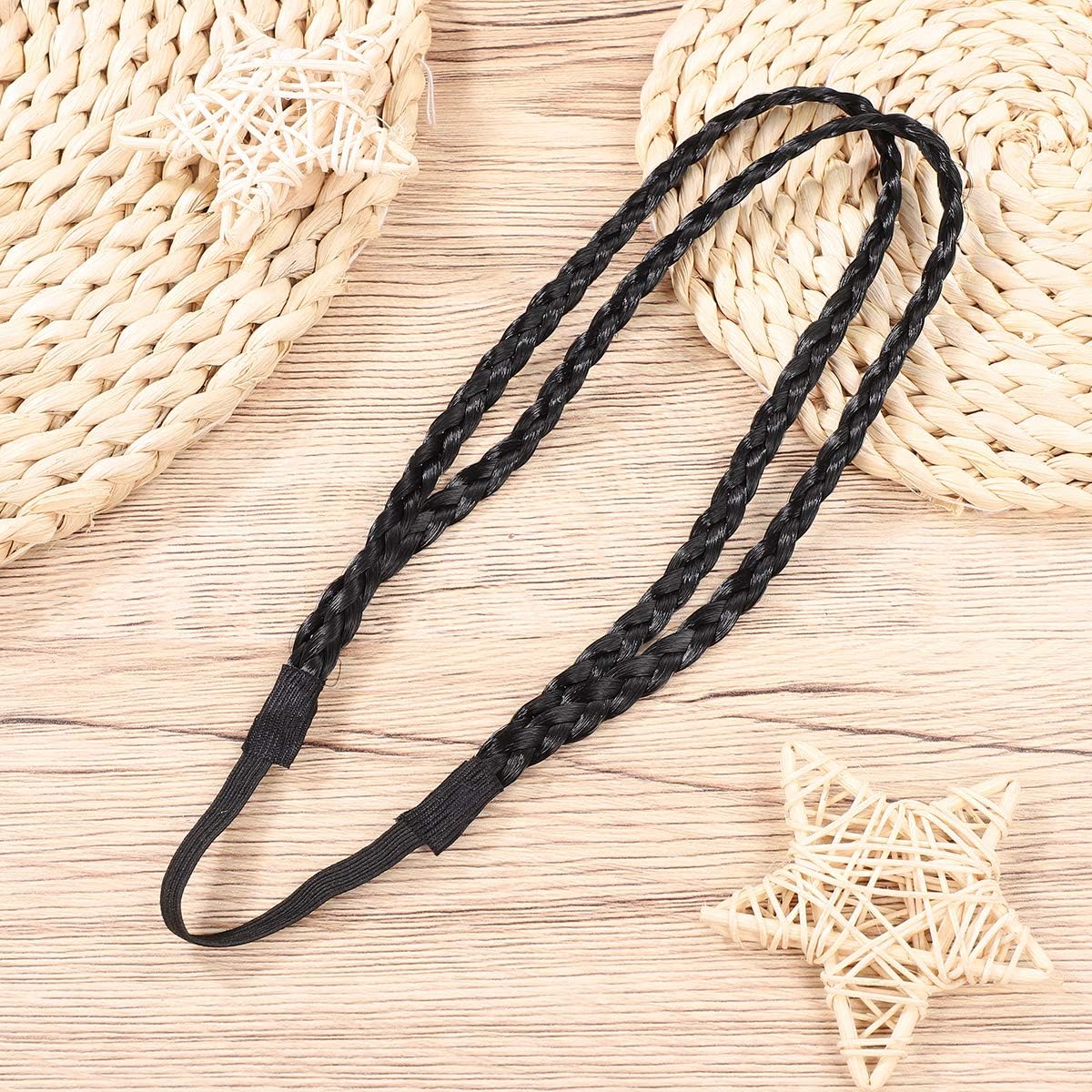 TERRIFI 4 Pcs Hand-Woven Hair Bands, Double Braided Twisted Hairbands, Braids Elastic Stretch Hairpiece, Boho Bohemian Style Hair Accessory, Suitable for Woman Girls