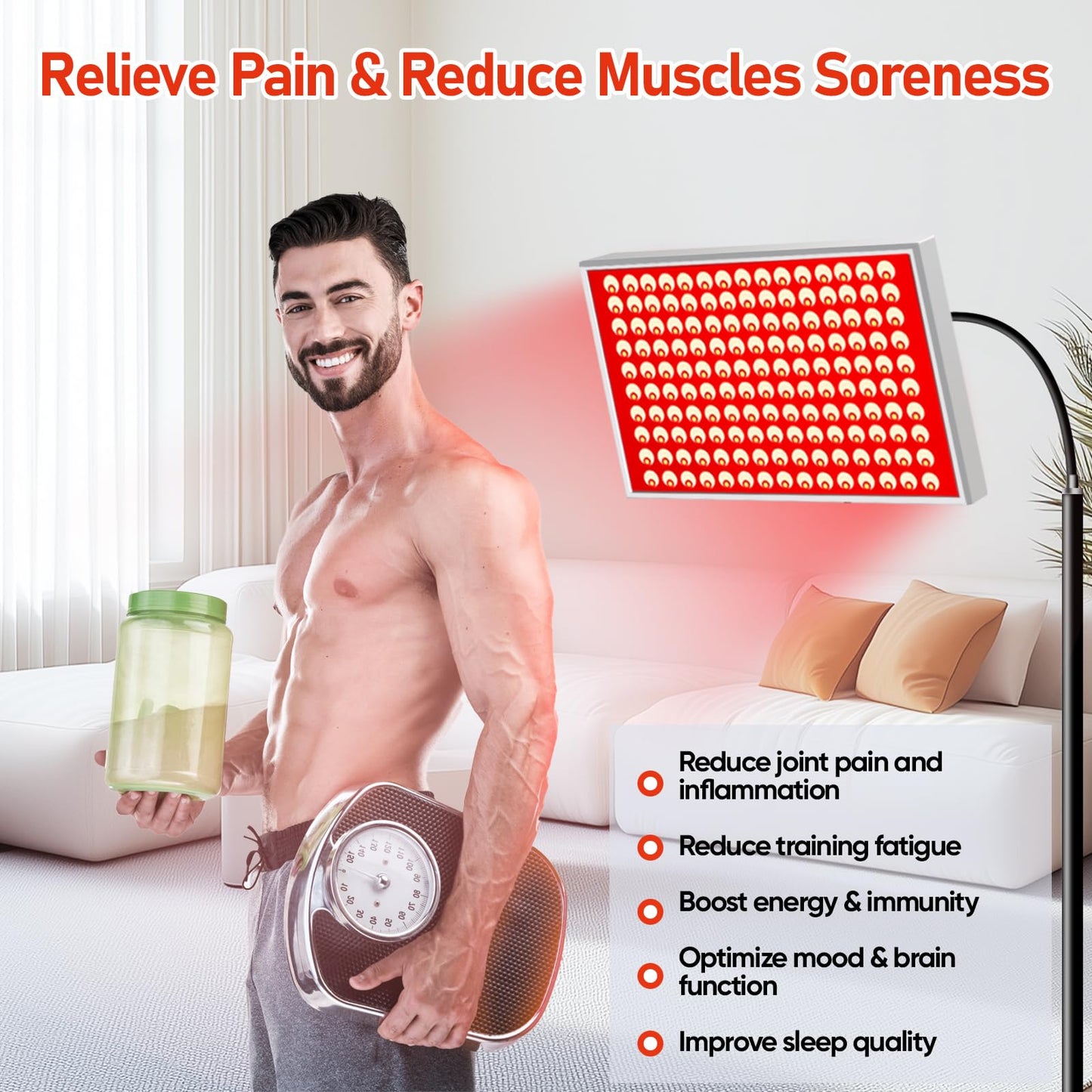 Tuohun Red Light Therapy for Face and Body – 150 LED, 660nm Red & 850nm Near Infrared Lamp with Adjustable Stand, Dual Wavelength for Skin, Muscle & Joint Recovery | Home & Professional Use - Medaid International