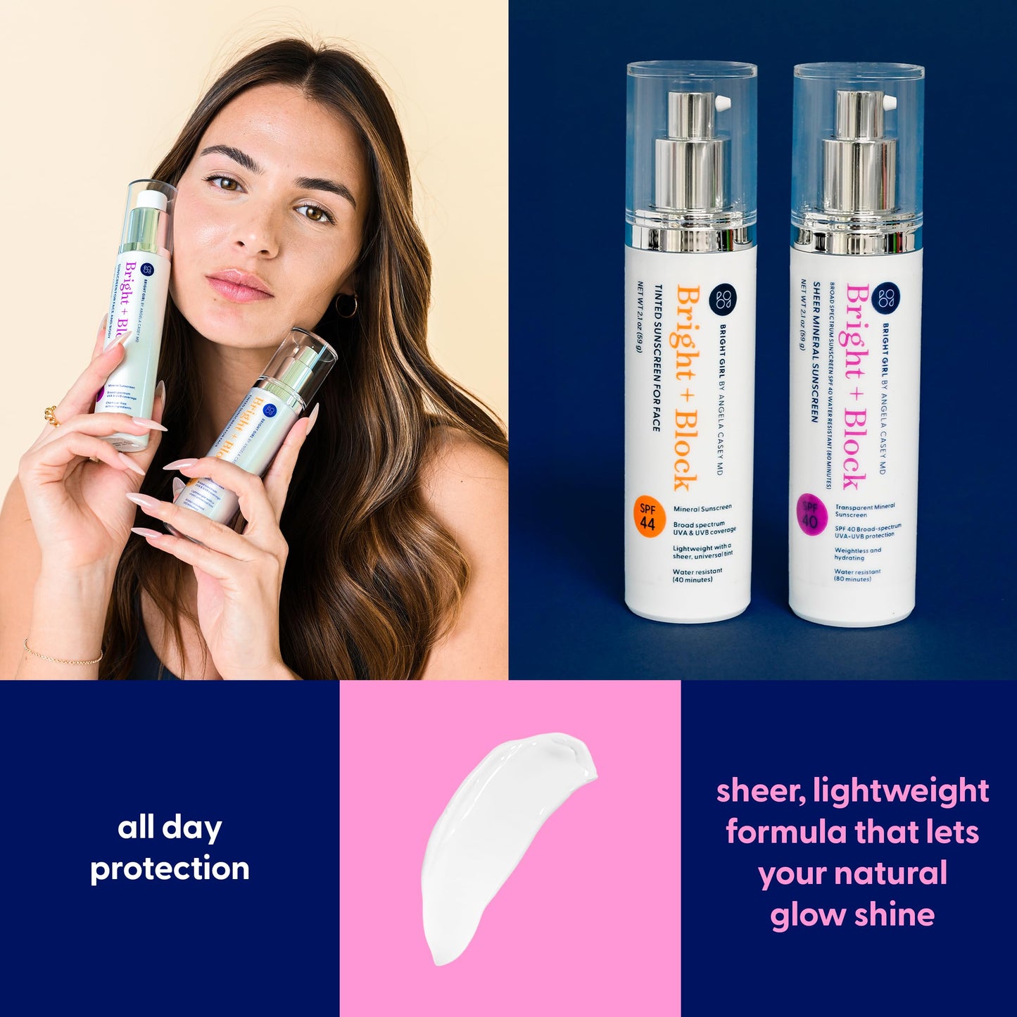 Bright+Block SPF 40 Sheer Mineral Sunscreen – Lightweight, Sheer & Water Resistant Mineral Sunblock for Sensitive, Acne-Prone & All Skin Types – Dermatologist-Developed | 2.1 fl oz. - Medaid International