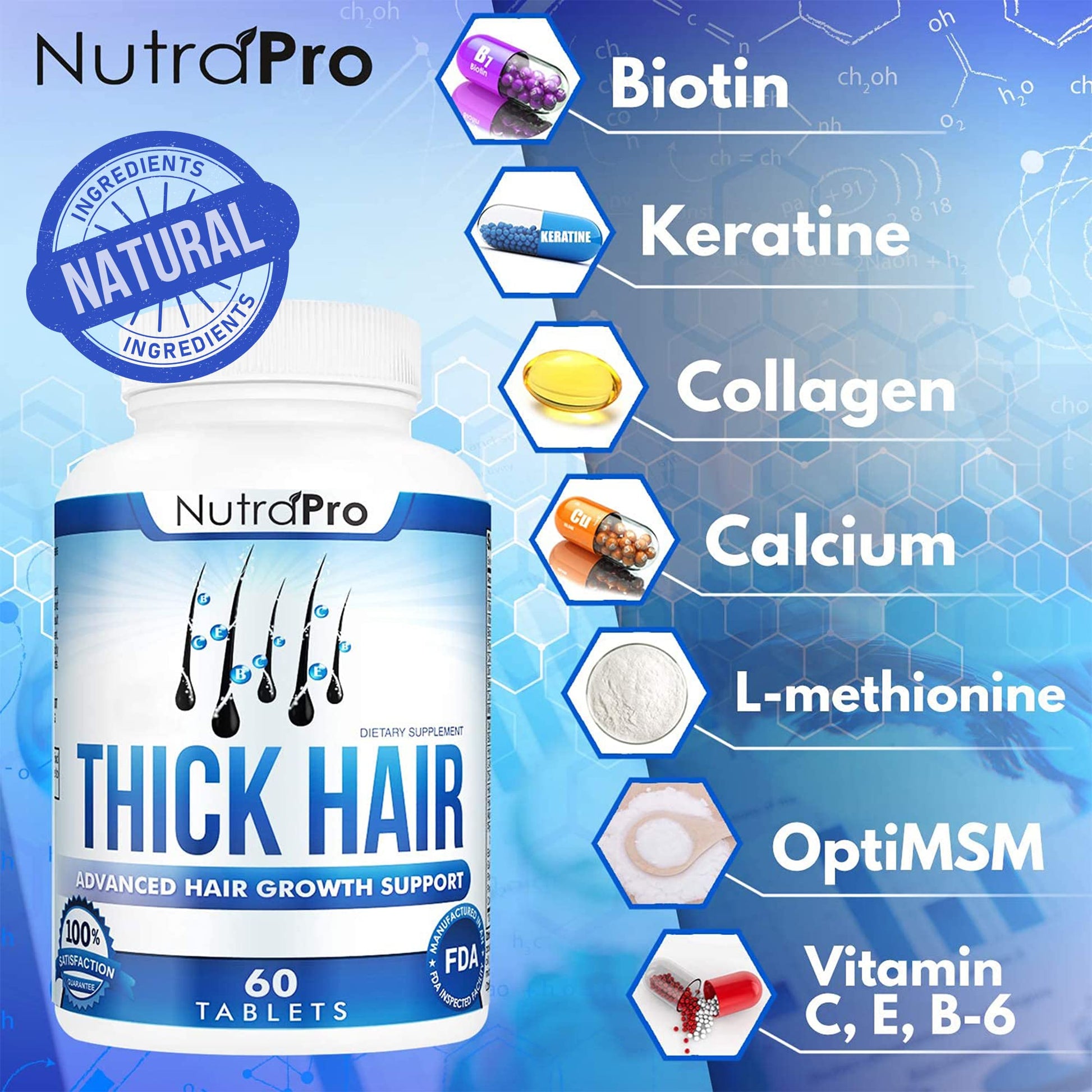 Thick Hair Growth Vitamins– Hair Growth Pills With DHT Blocker Stimulates Faster Growth for Weak, Thinning Hair–Biotin Hair Supplements with Keratin & Collagen Helps Men&Women Grow Perfect Hair. - Medaid International