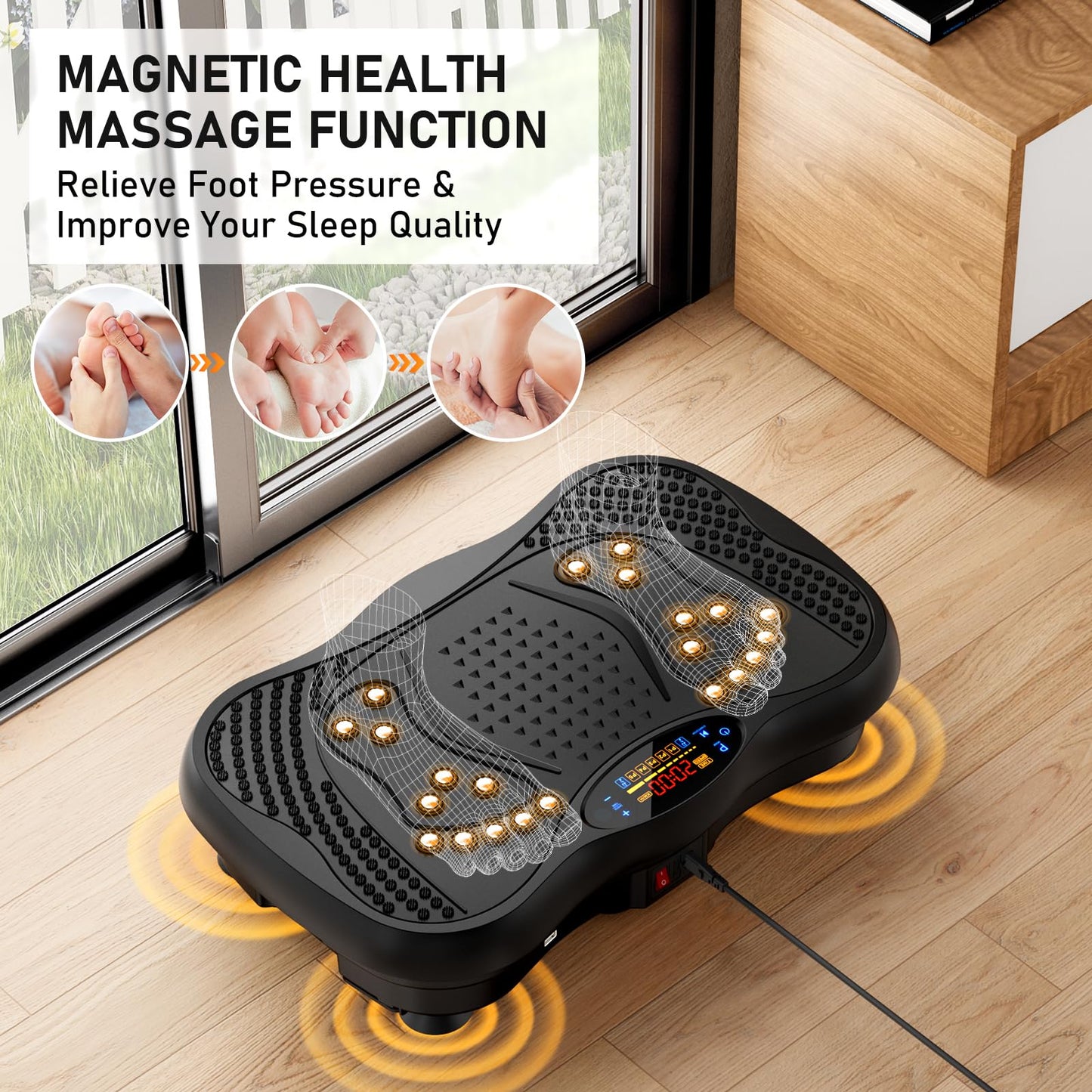 Vibration Plate Exercise Machine, 130 Levels Full Body Workout Vibrating Plate for Lymphatic Drainage Weight Loss, 450 Lbs Capacity Shake Fitness