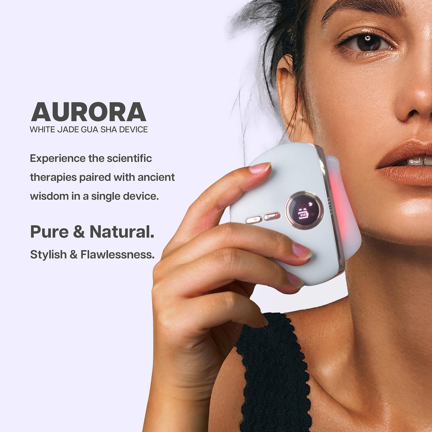 VRAIKO Aurora LED Gua Sha Device, Jade Stone Gua Sha Facial Tool with Heat and Vibration, Face Massager for Anti-Aging Wrinkles Puffiness Skin Rejuvenation and Toning (Aurora) - Medaid International
