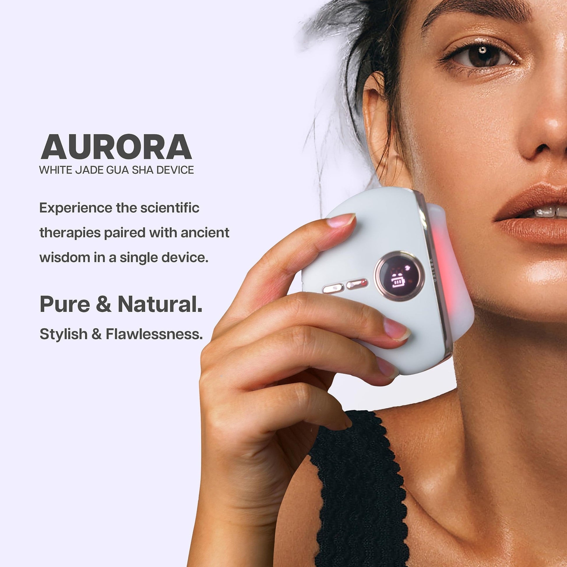 VRAIKO Aurora LED Gua Sha Device, Jade Stone Gua Sha Facial Tool with Heat and Vibration, Face Massager for Anti-Aging Wrinkles Puffiness Skin Rejuvenation and Toning (Aurora) - Medaid International