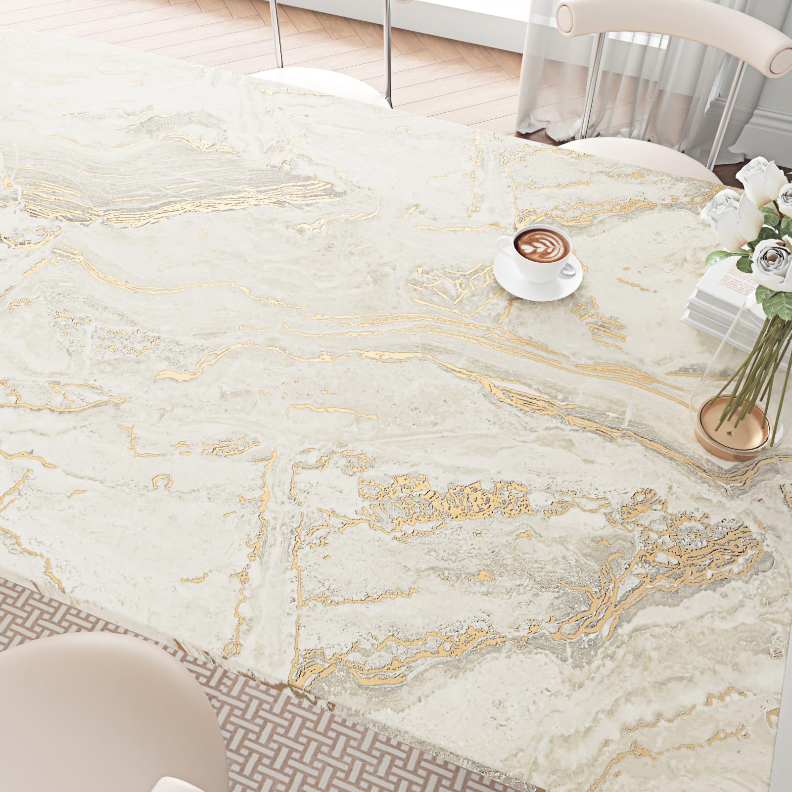 WESTICK Matte Beige/Gold Marble Conatct Paper for Countertops Waterproof Granite Contact Paper Self Adhesive Removable Golden Marble Peel and Stick Wallpaper for Tables Counter Cabinets 15.8" x 80" - Medaid International