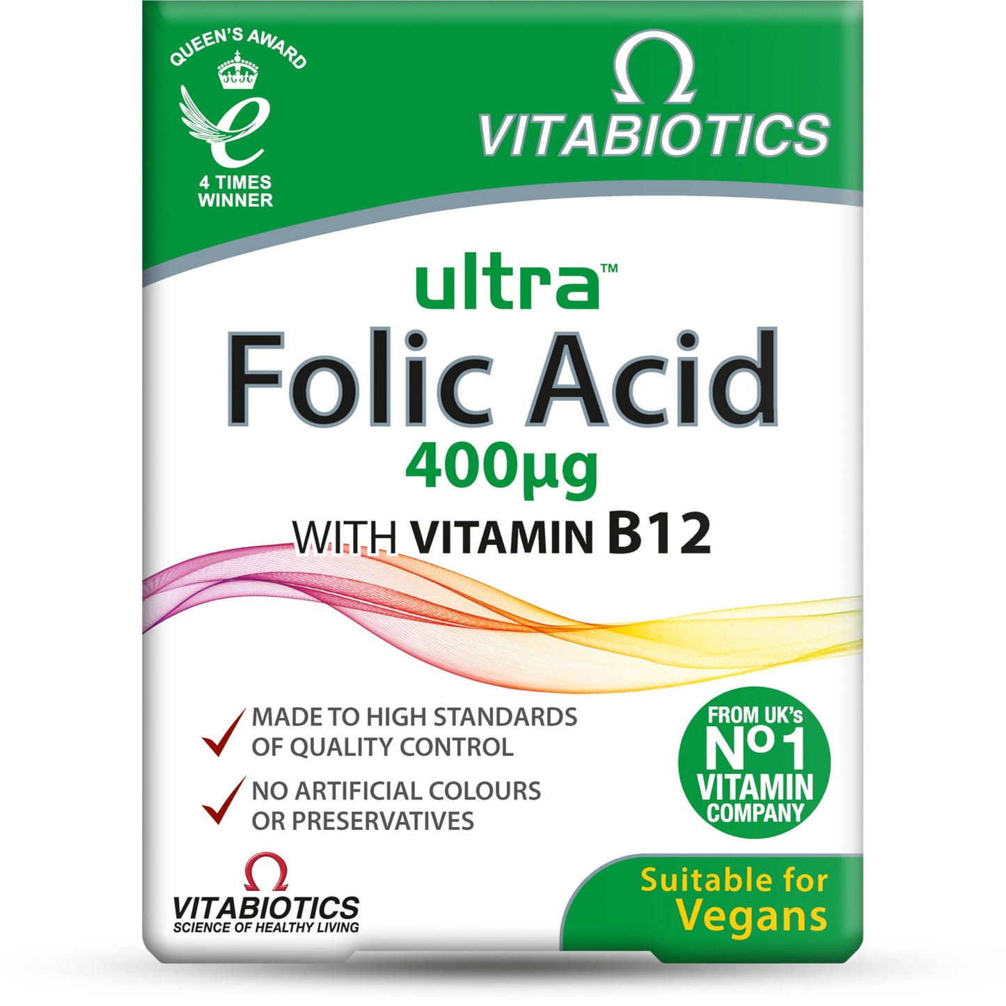 Vitabiotics Ultra Folic Acid 400ug with Vitamin B12. 60 Tablets - Medaid International