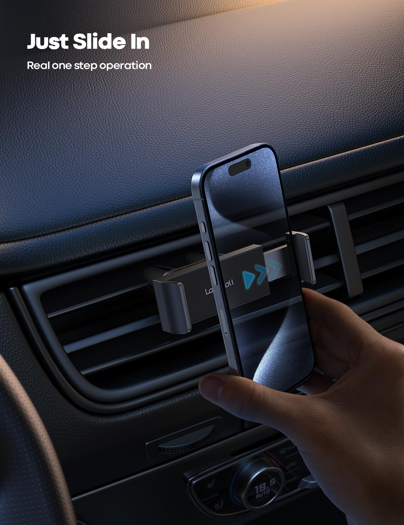 Lamicall Car Vent Phone Mount - Air Vent Clip Holder, Universal Stand Hands Free Cradle Compatible with Cell Phone 16 15 14 13 12 Mini 11 Pro Xs Max Xr X 8 7 6 6s Plus SE Smartphones Black - Medaid International