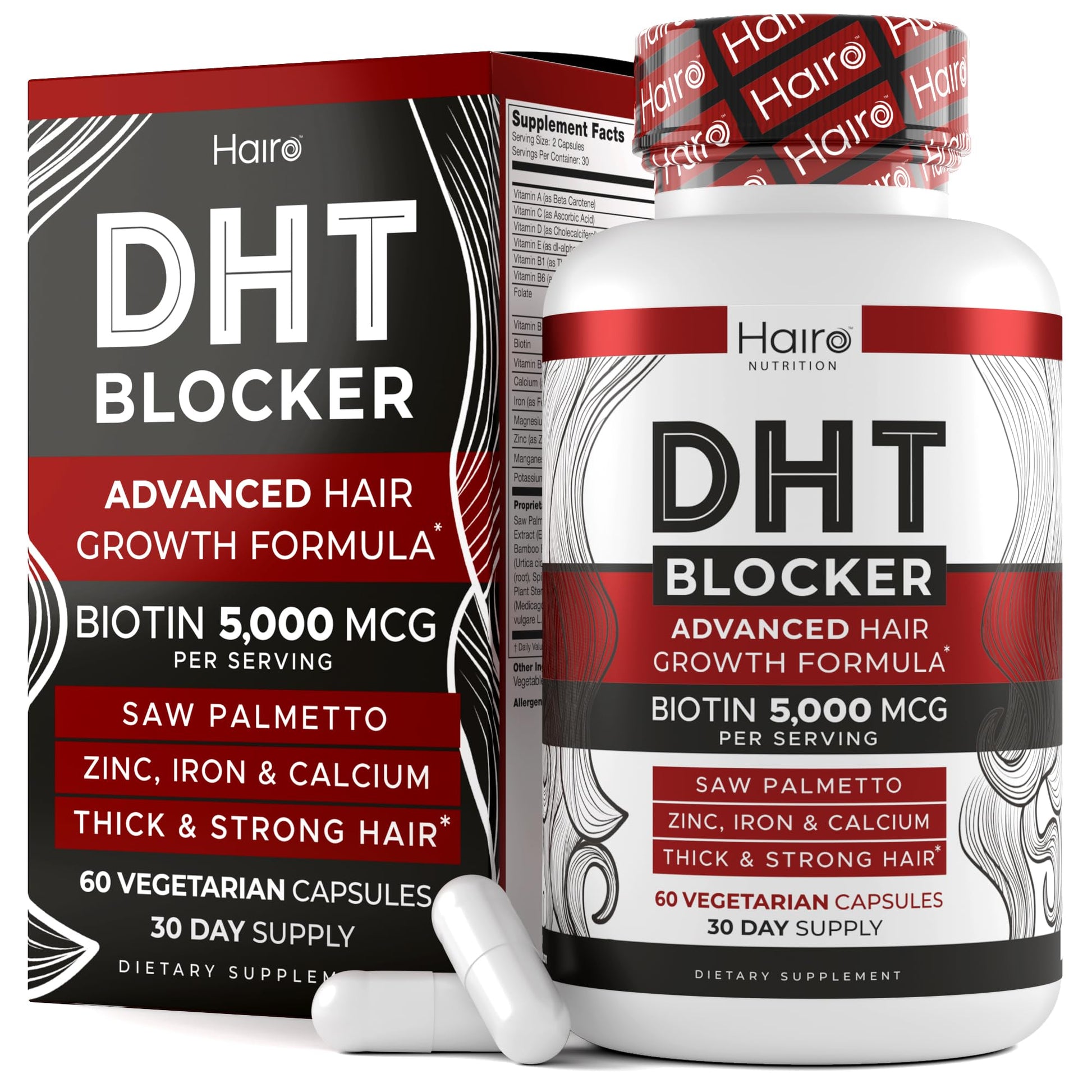 DHT Blocker Hair Growth Supplement - High Potency Biotin & Saw Palmetto for Hair Regrowth - Natural Hair Loss Treatments for Women & Men - Helps Stimulate Hair Follicle Growth - Medaid International