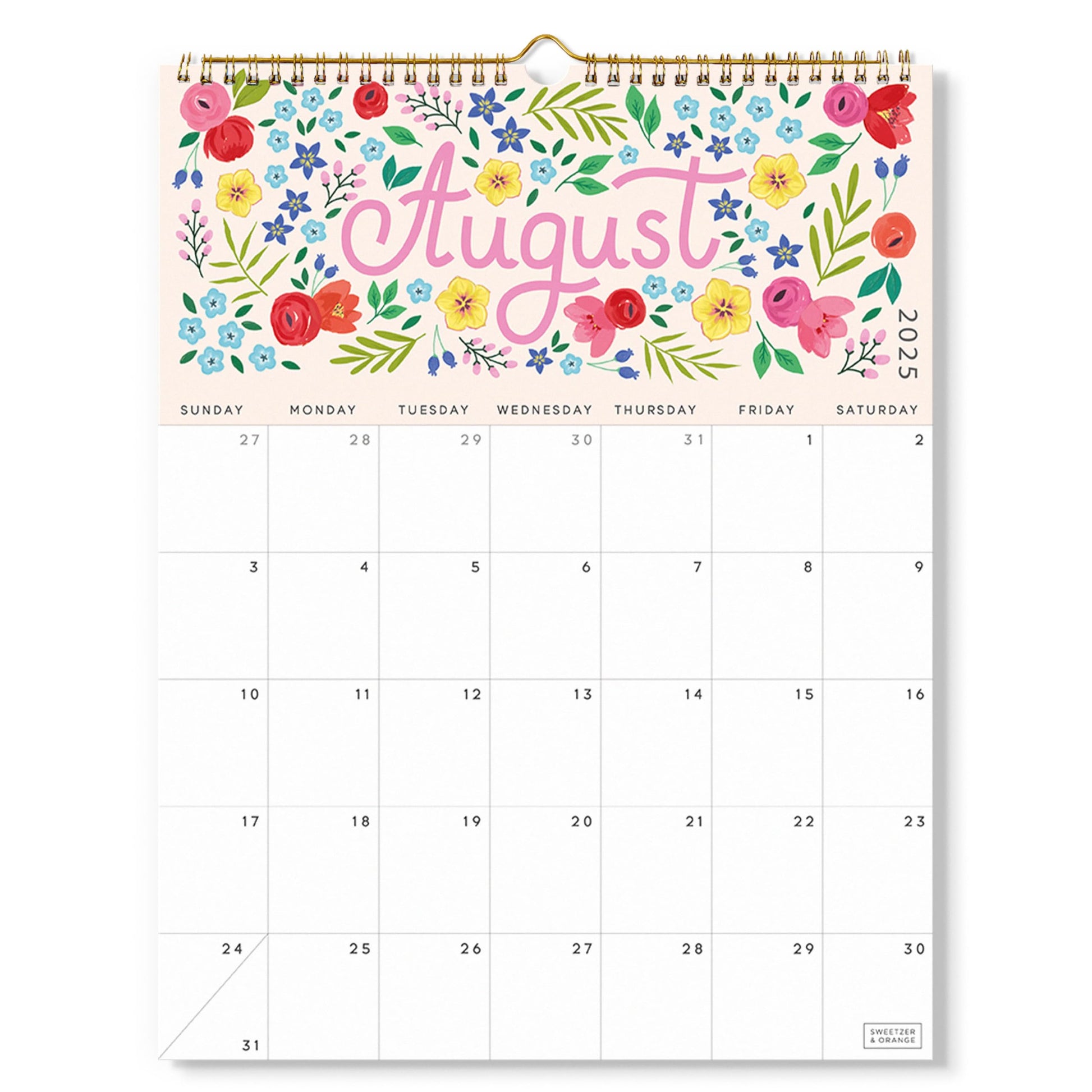 S&O Five Color Floral Wall Calendar from July 2025-Dec 2026 - Tear-Off Monthly Calendar - 18 Month Academic Wall Planner - Hanging Organizer to Track Anniversaries & Appointments - 13.5"x10.5”in - Medaid International