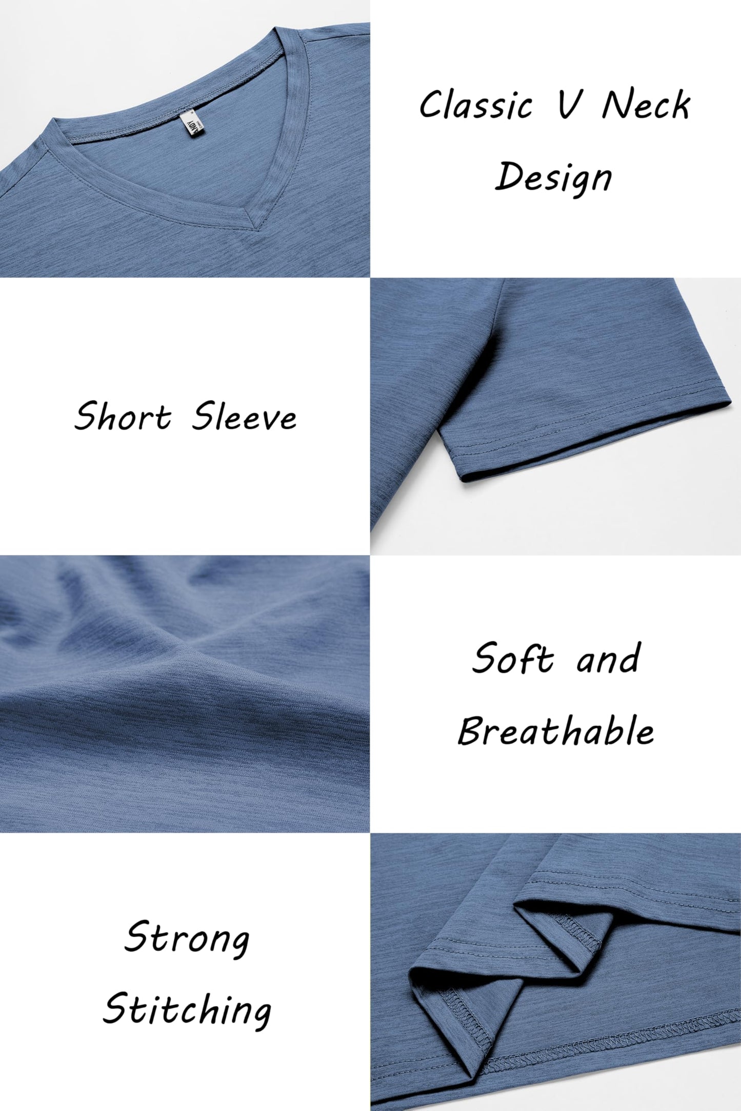 COOFANDY Men's T Shirts Short Sleeve Classic V Neck T-Shirt Casual Summer Basic Tee Shirt Dark Blue - Medaid International