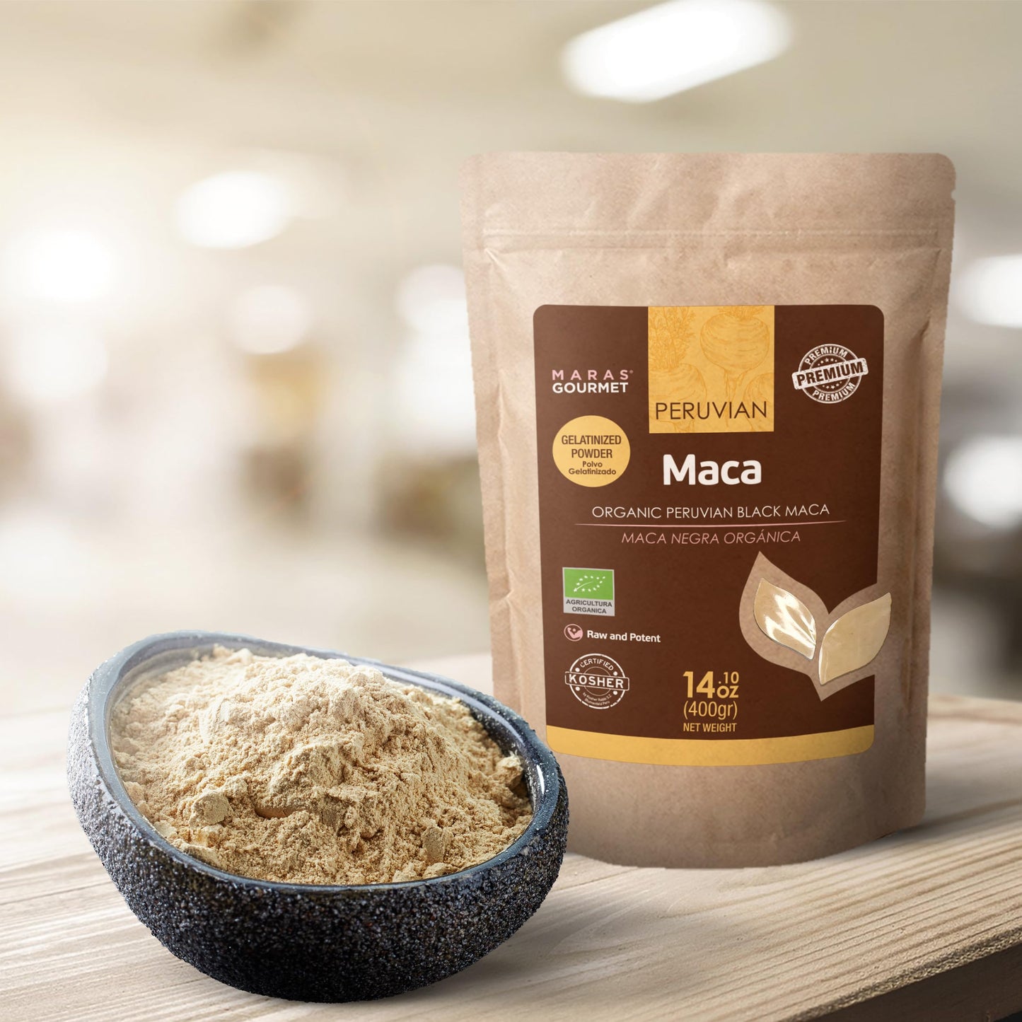 MARAS GOURMET | Organic Peruvian Black MACA (Gelatinized Powder) | 14.1 oz. (400g) | 80 Servings - Medaid International