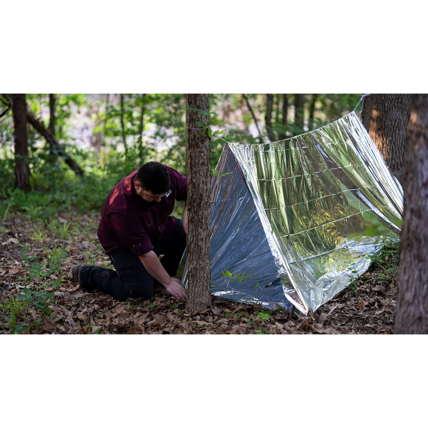 SharpSurvival Shack Emergency Survival Shelter Tent - 2 Person Mylar Tube Tent - Lightweight 8' x 5' All Weather Waterproof Shelter Conserves Heat - Reflective Tents for Camping/Hiking and More