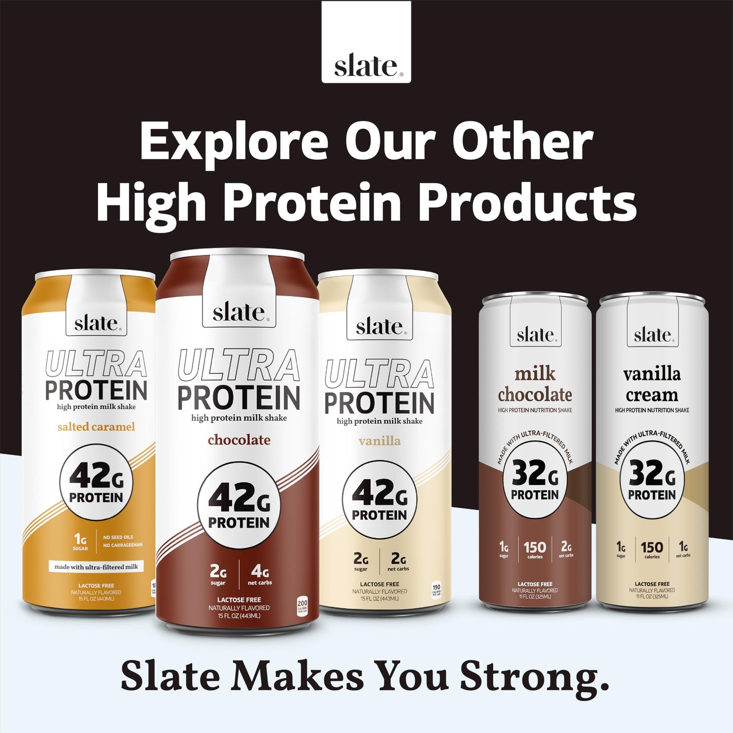 Slate Milk - High Protein Iced Coffee - Vanilla Latte - 175mg Caffeine, Lactose Free Energy - 20g Protein, 1g Sugar, 100 Calories, 1g Net Carbs, No Sugar Added - Protein Coffee - 11 fl oz, 12 Cans - Medaid International