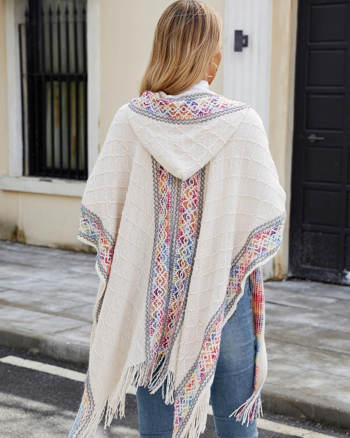KASTWAVE Knit Shawl Wraps for Women, Wraps Oversized Winter Scarf, Warm Poncho Sweater, Tassels Open Front capes, Warm Wearable Blanket Long Cardigans Sweater Coats Birthday Gifts for Ladies