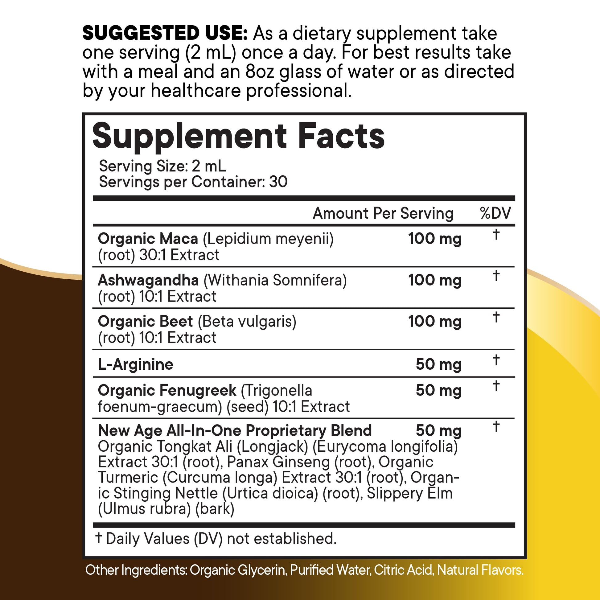 Organic Maca Root Liquid Drops with Ashwagandha, Nettle, Fenugreek, Beet Root and L-Arginine Liquid Multivitamin for Women and Men - 4oz - Medaid International