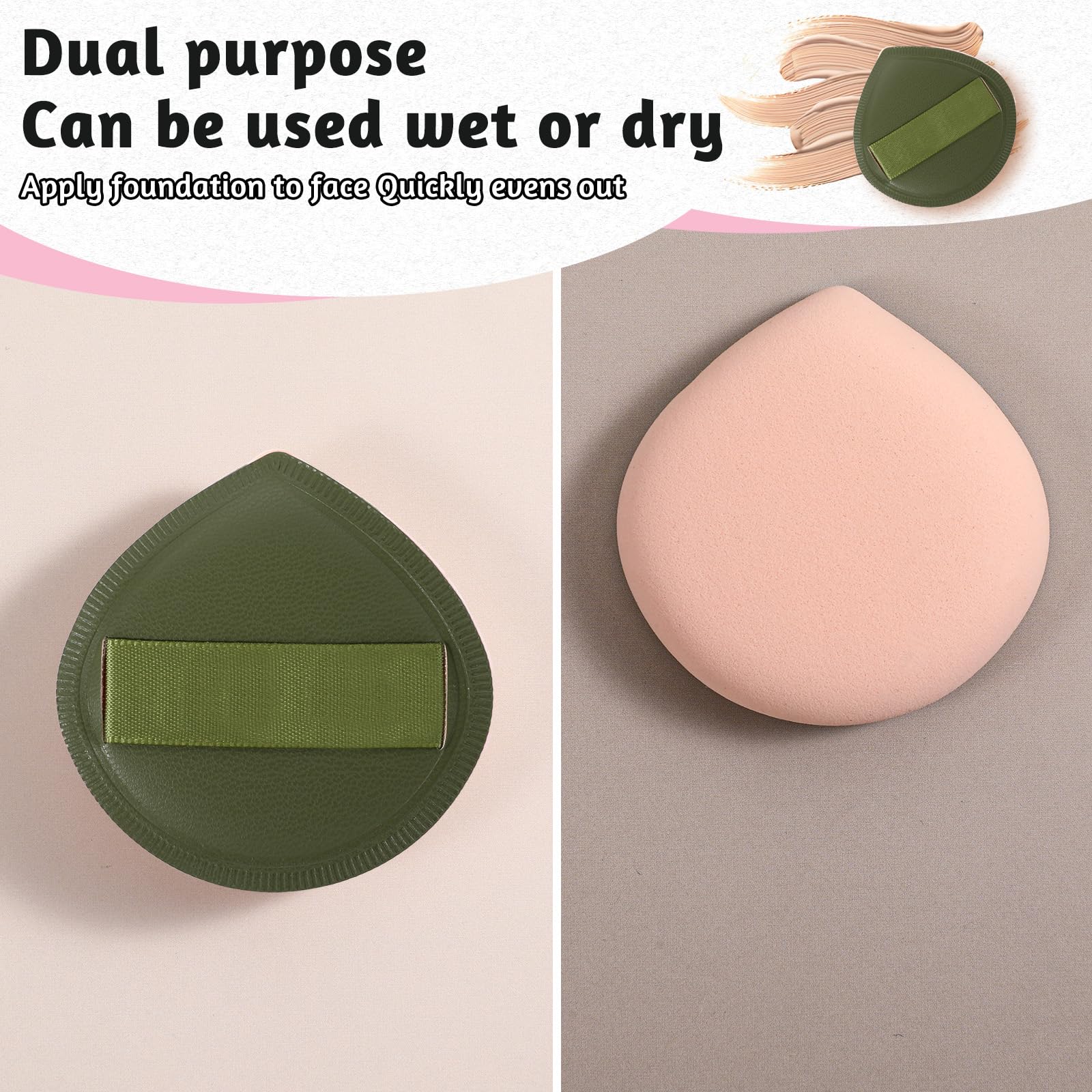 ZEYIYER 5 PCS Foundation Sponge, Powder Puff, Korean Makeup Sponge, Cushion Puff for Foundation and Powder, Fluffy Teardrop Latex Foundation Applicator for Liquid Cream Powder - Medaid International