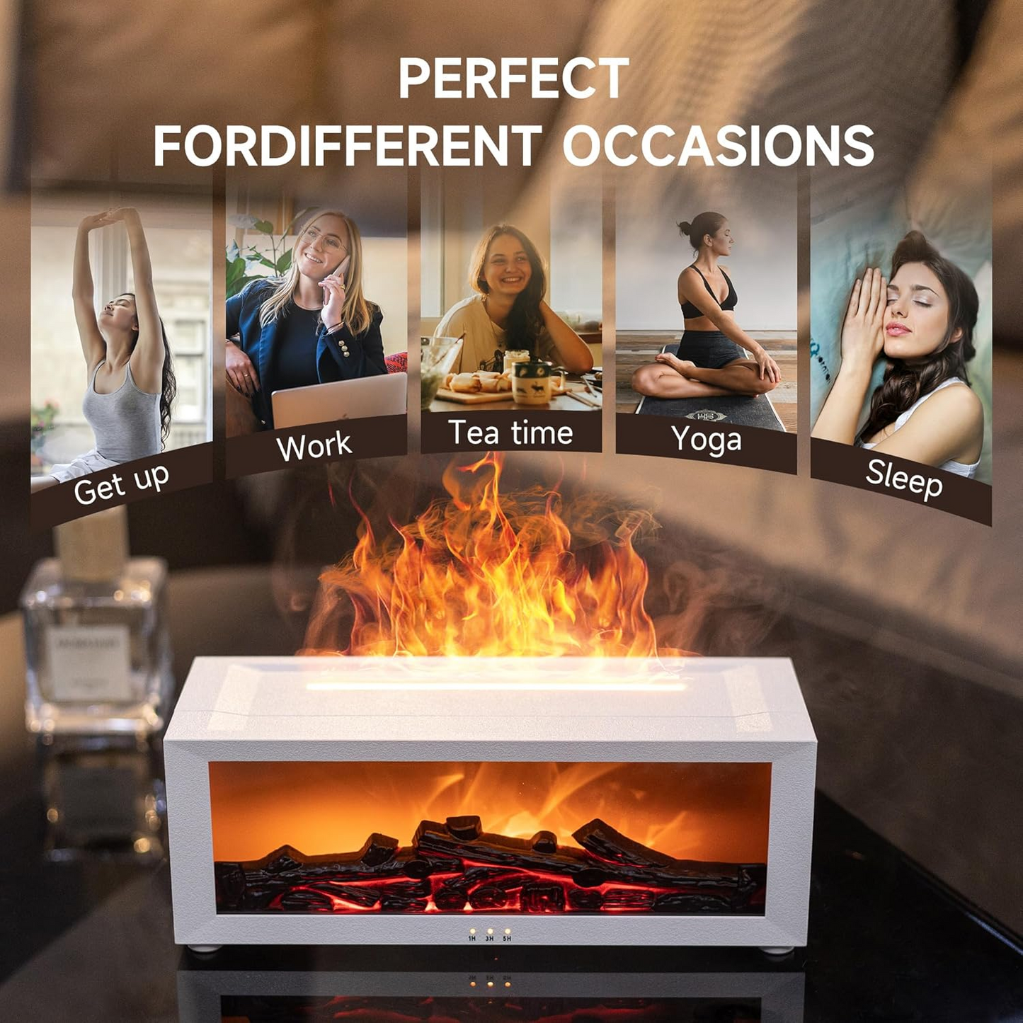 Flame Fire place Diffuser, Vintage Fireplace Aromatherapy Diffuser Humidifier - Medaid International