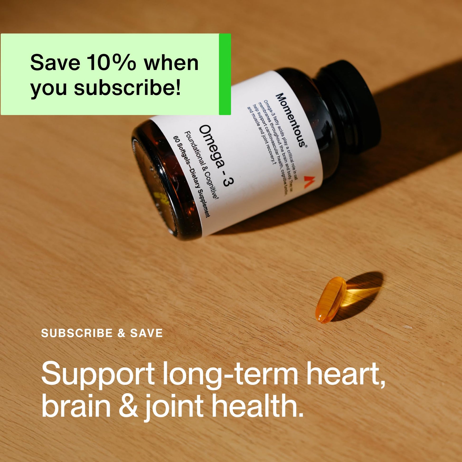 Momentous Omega-3 Fish Oil - High-Potency EPA & DHA Supplement for Men & Women - Supports Heart, Joint, & Brain Health - NSF Certified for Sport - Non-GMO - Gluten-Free - 1,600 mg - 30 Servings - Medaid International