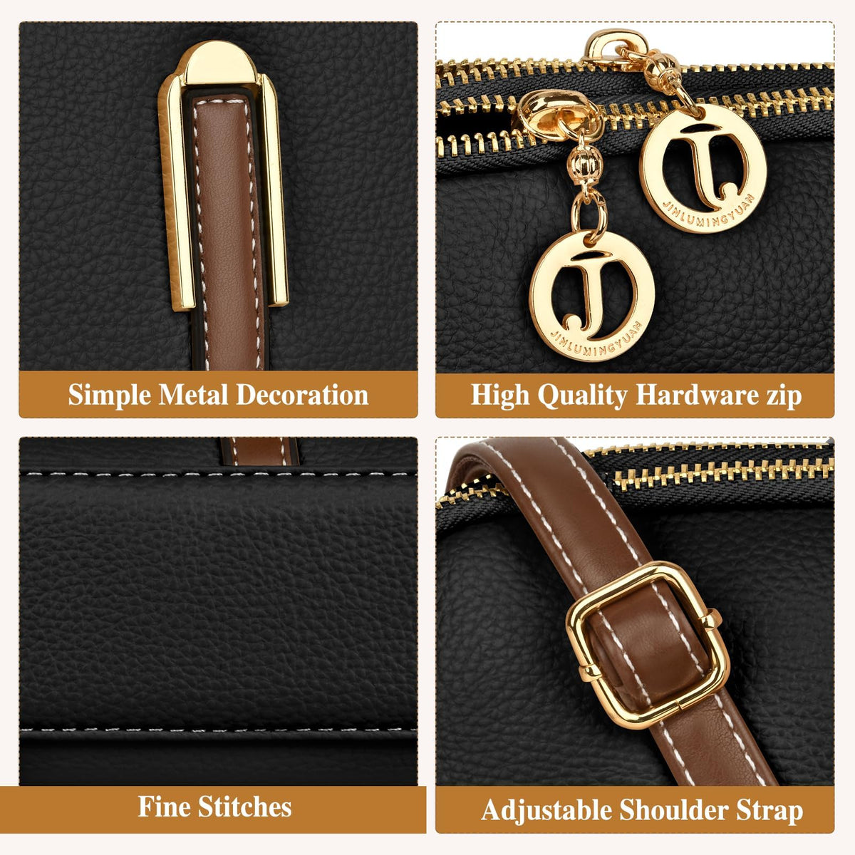 Crossbody Bag for Women, Leather Handbag & Shoulder Bag with Adjustable Wide Strap