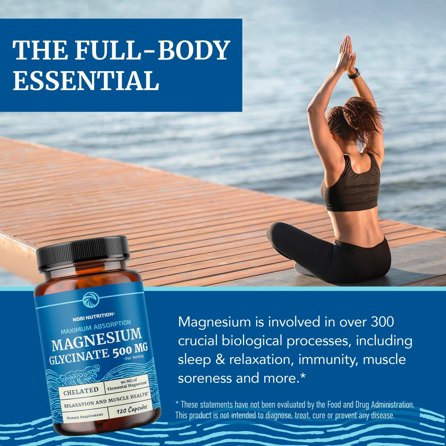 Magnesium Glycinate 500mg | High Absorption | Chelated for Muscle Relaxation, Bones, Heart, Nerve, Sleep & Calm Support for Women & Men | Magnesium Chelate Supplement & Bisglycinate Complex | 120ct - Medaid International