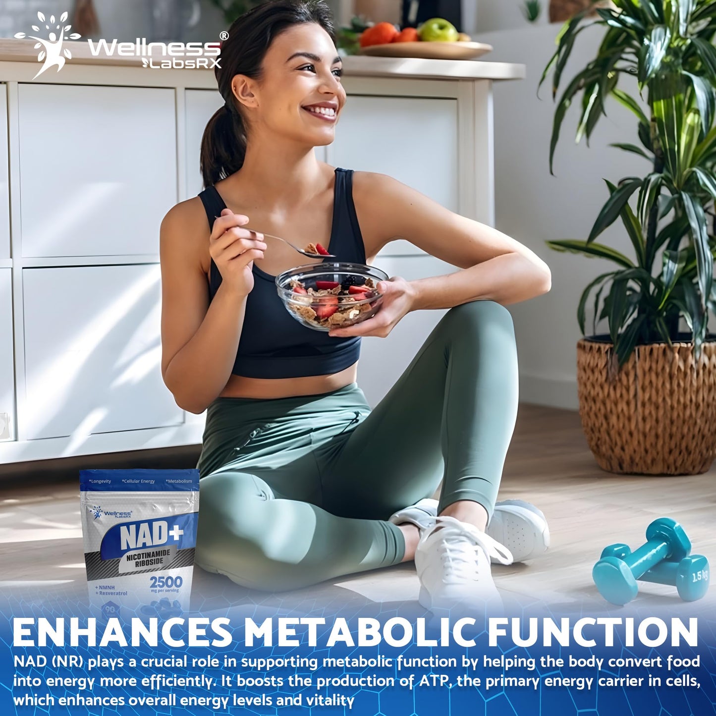 WELLNESS LABSRX Liposomal NAD+ Supplement - Third-Party Tested NAD Softgels Nicotinamide Riboside Resveratrol - 2500mg Liposomal NAD Supplements for Women - Longevity Support - Made in USA - Medaid International