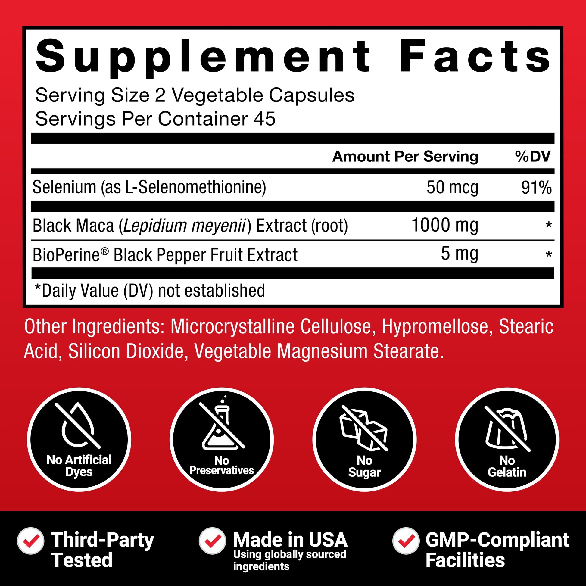 FORCE FACTOR Black Maca Root Supplement for Men, 1000mg Maca Negra Extract for Energy, Hormonal Balance & Vitality, Superior Absorption with BioPerine, 90 Capsules - Medaid International