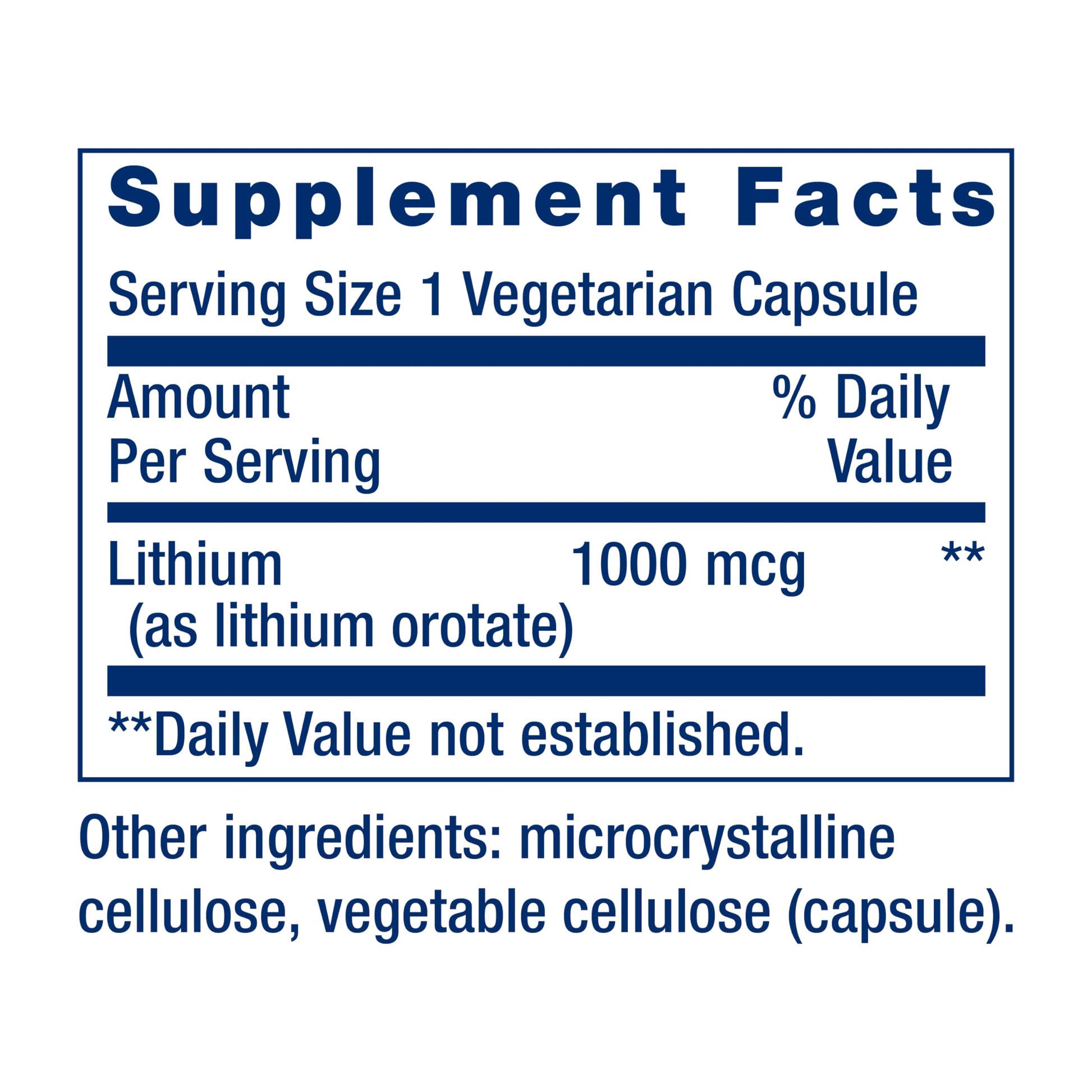 Life Extension Lithium, 1000 mcg – Lithium Orotate – Helps Maintain Cognitive Function & Memory – Low-Dose Formula – Non-GMO, Gluten-Free, Vegetarian – 100 Capsules - Medaid International