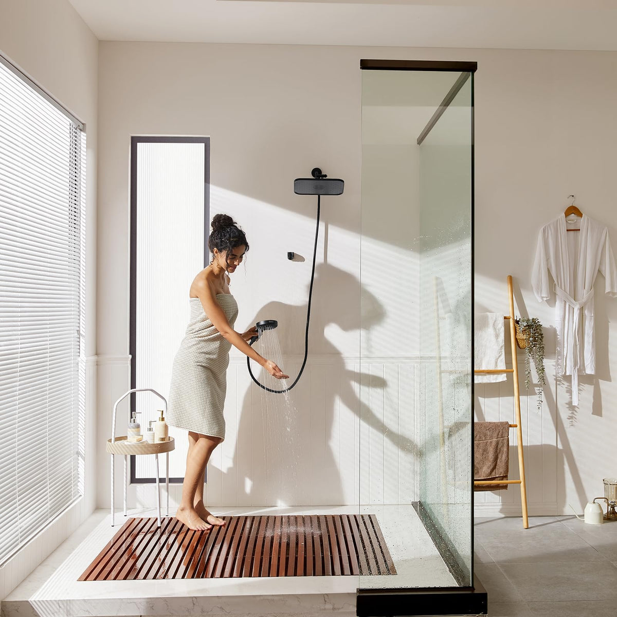 JOMOO Handheld Shower Head Combo, 10 Spray Modes High-Pressure Handheld Showerhead with 12" Square Rainfall Shower Combo, DOE Certified 2.5GPM Bathroom Filtered Shower Heads System, Matte Black
