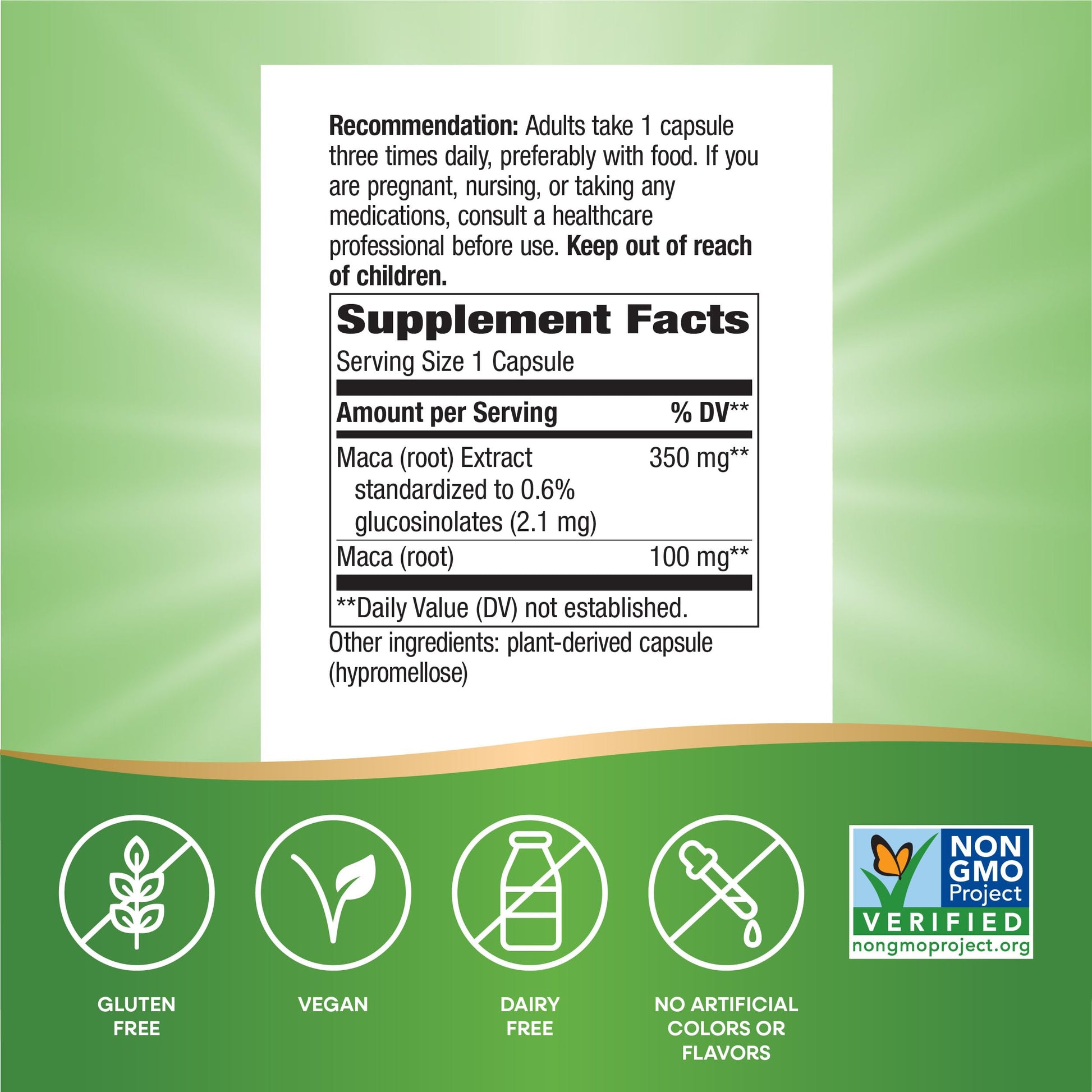 Nature's Way Maca Standardized Extract, Supports a Healthy Libido*, Standardized to 0.6% Glucosinolates, Non-GMO Project Verified, 60 Vegan Capsules (Packaging May Vary) - Medaid International