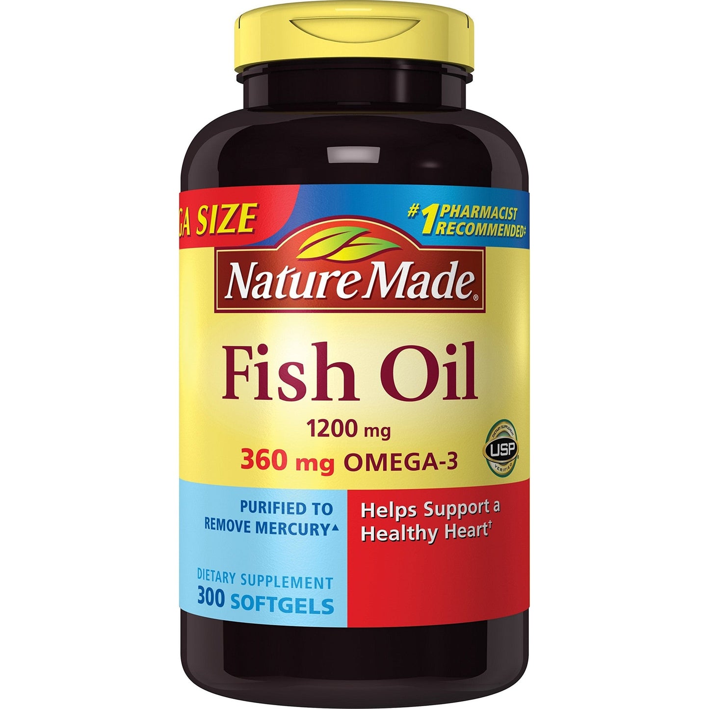 Nature Made 1200mg of Fish Oil, 2400 per Serving, 360mg of Omega-3, 300 Softgels, 300 Count (Pack of 1) - Medaid International