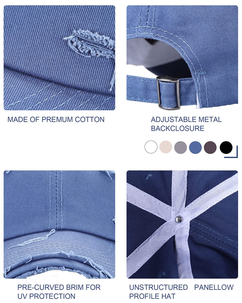 KASTWAVE Vintage Distressed Hat (Blue)