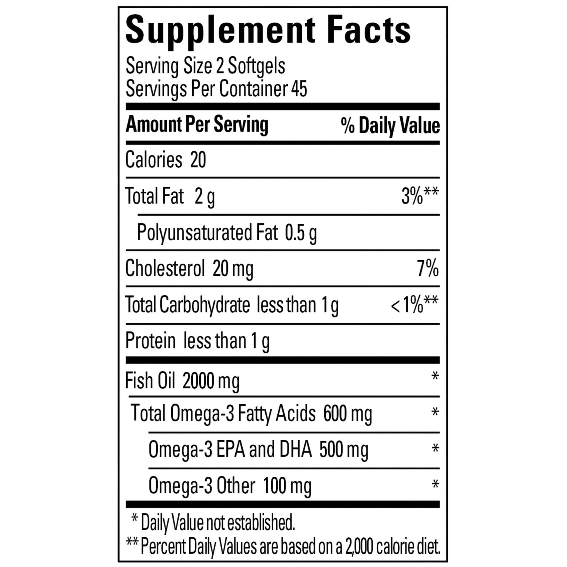 Nature Made Fish Oil Omega 3 Supplements, 1000 mg Softgels, Omega 3 Fish Oil for Healthy Heart Support, 90 Softgels, 45 Day Supply (Pack of 2) - Medaid International