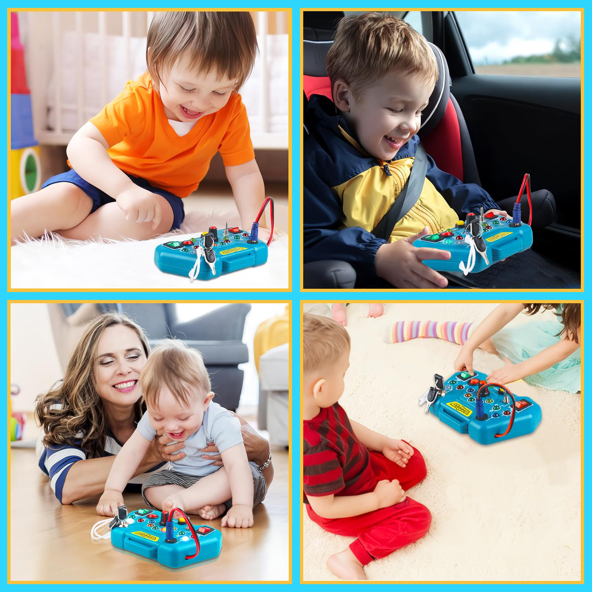Toddler Toys LED Busy Board, Montessori Sensory Board, Light Switches, Preschool Learning Activities, Travel Toy for 1-4 Boys & Girls