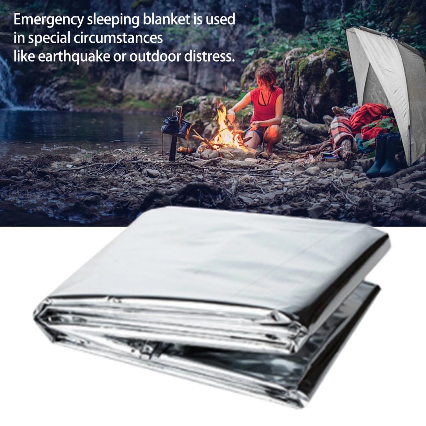 MEETSWEET Emergency Rescue Blanket Outdoor Survival Blanket Waterproof, Windproof, Warm, Sunscreen Lightweight and Portable Suitable for First Aid Bags and Outdoor Camping, Silver, 12pcs