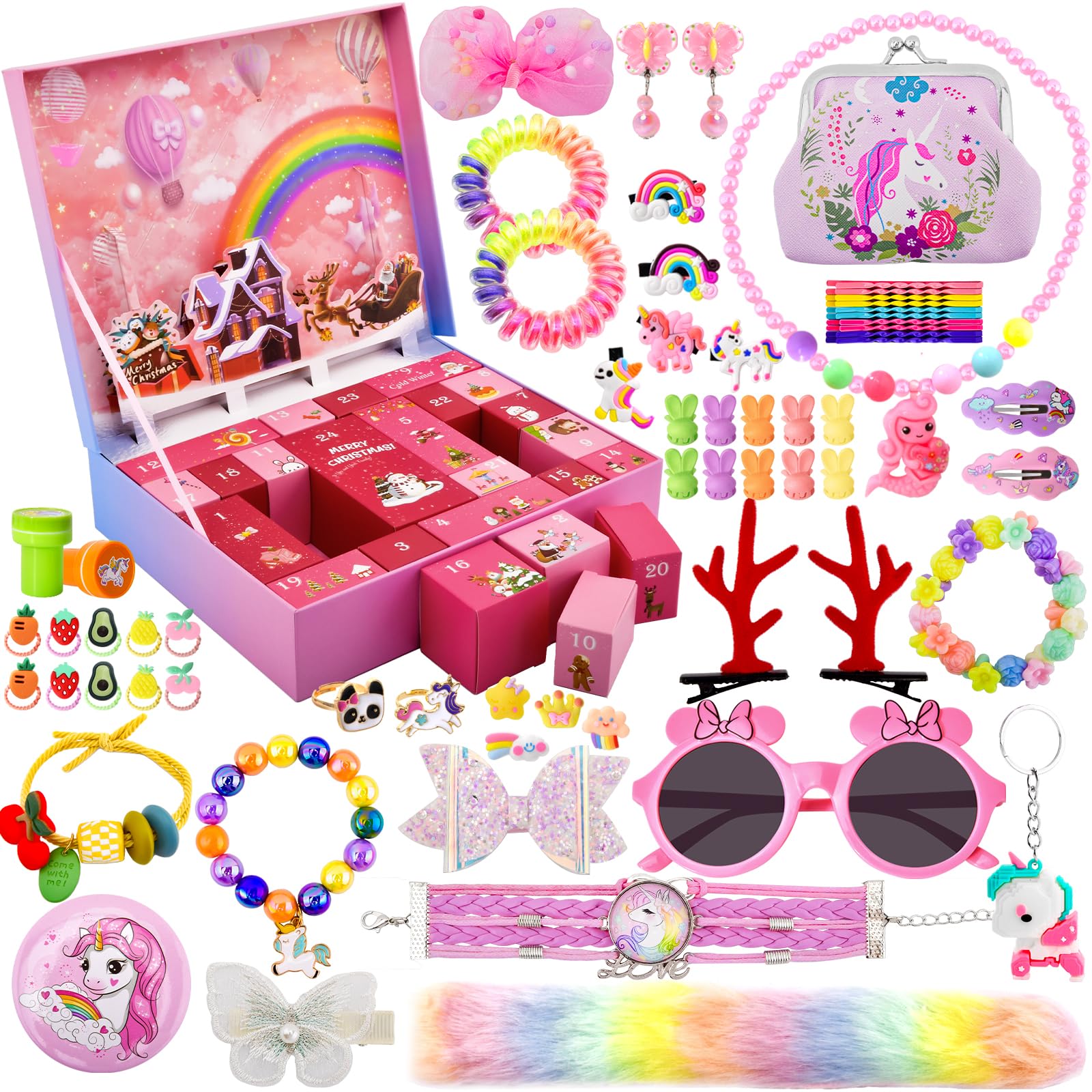 Advent Calendar 2025 Girls, Unicorn Gifts for Girl 24 Days Xmas Count Down Box, Countdown Calendar Surprises for 4 5 6 7 8 9 10 11 12 year old Girls, Christmas Gifts for Kids - Medaid International