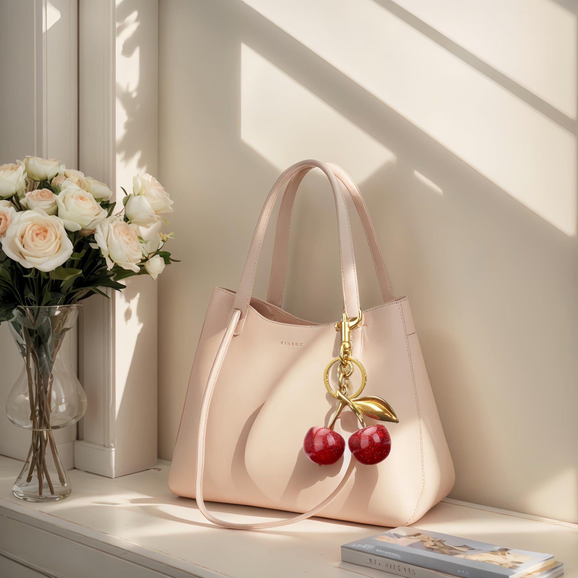 Crizaor Cherry Bag Charm Purse Charms Keychain- Car Cherry Accessories keychians Gifts for Women Mom Daughter Gifts Christmas For Women Valentine Bag Accessory Christmas - Medaid International
