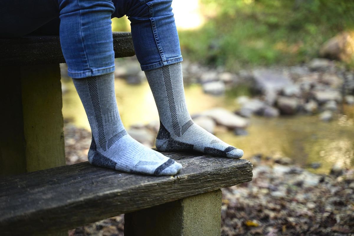 TERRIFI Merino Wool Hiking Socks, 3 Pairs Thick Warm Crew Socks with Cushioning, Thermal Winter Boot Socks for Cold Weather Trekking, Camping & Outdoor Activities