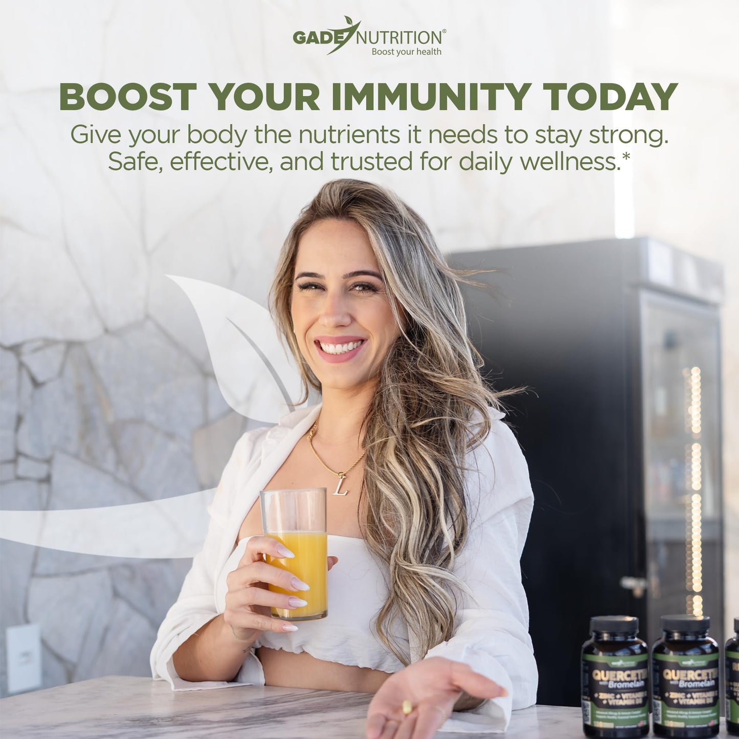 Gade Nutrition Quercetin with Bromelain Vitamin C and Zinc Vitamin D3 | Immune Support Supplement in Capsules | Non-GMO, Gluten-Free, Vegan | Made in The USA | 2 Month Supply - Medaid International
