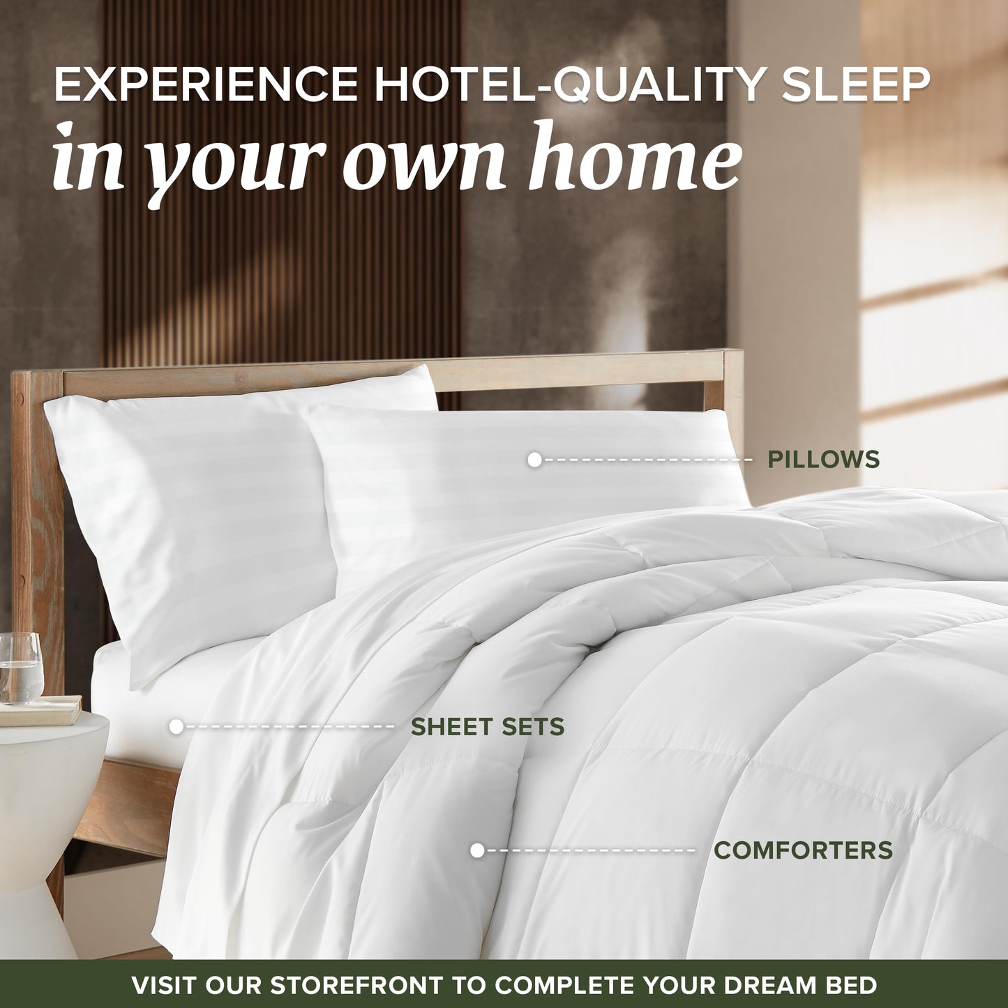 Beckham Hotel Collection Queen Size White Pillow Protector with Zipper Set of 2, Soft and Breathable Cotton Pillow Protector Covers - Medaid International