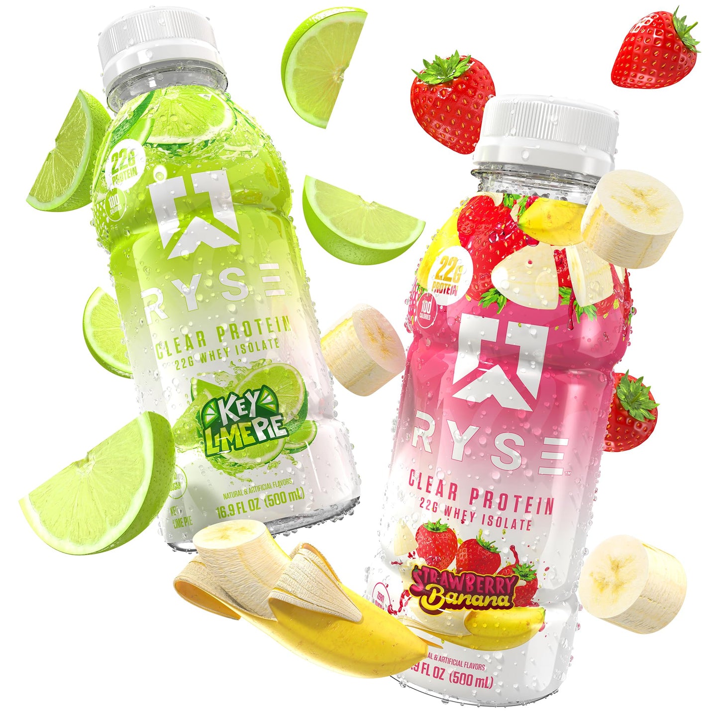RYSE Clear Protein Drink - Variety Pack - 100 Calories, 22g Whey Isolate Protein Shake, Sugar-Free, 0g Fat & Lactose-Free - Refreshing Ready-to-Drink Beverage - 16.9 fl oz Bottles (12-Pack) - Medaid International