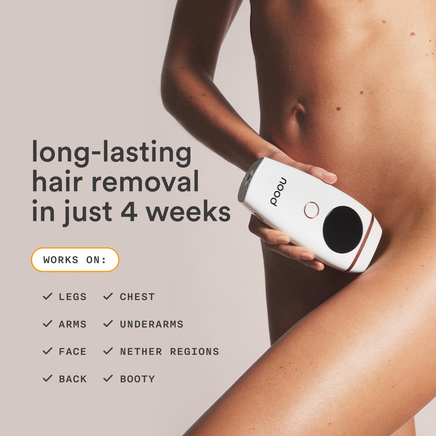 NEW Nood™ Flasher 2.0 + Serum + Shaving Starter Kit — IPL Laser Hair Removal Device for Women & Men with Refillable 5-Blade Razors & After Shave to Prevent Ingrowns & Slow Hair Regrowth — Gloss White - Medaid International